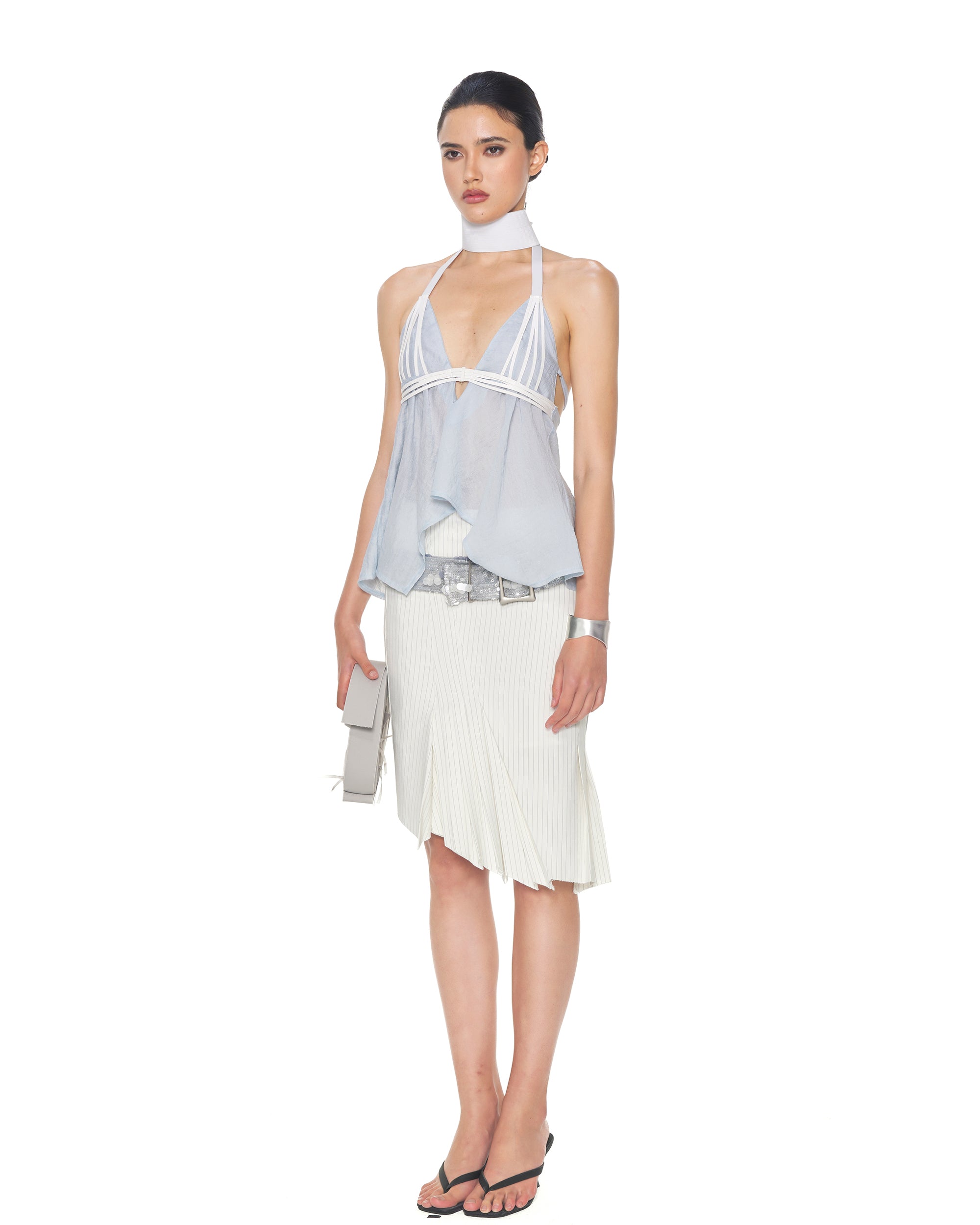 NEVER OFFEND L ANGEL Brushed Matte Silver Buckle Belt