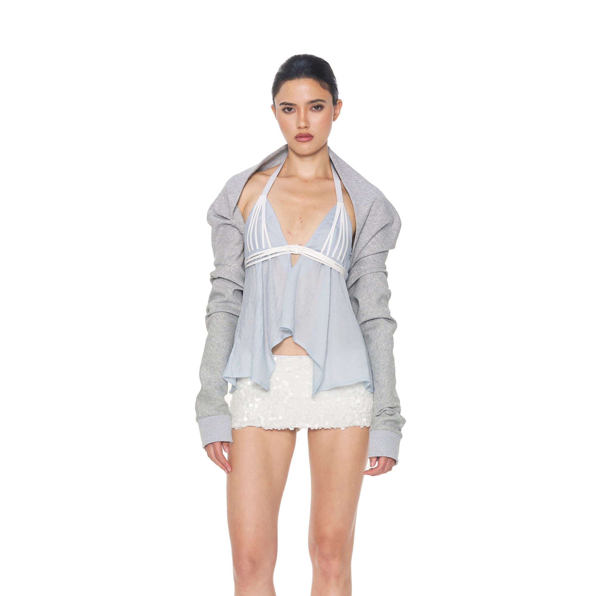 NEVER OFFEND L ANGEL Cropped Zip Hoodie Triple-Waist Plaid Set