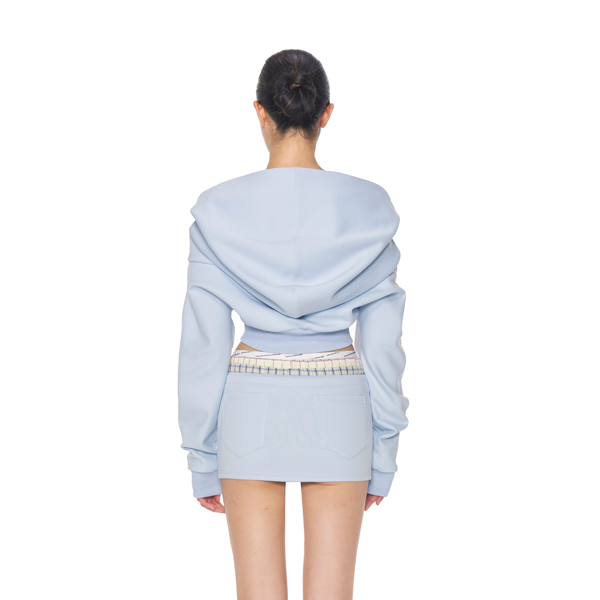 NEVER OFFEND L ANGEL Cropped Zip Hoodie Triple-Waist Plaid Set