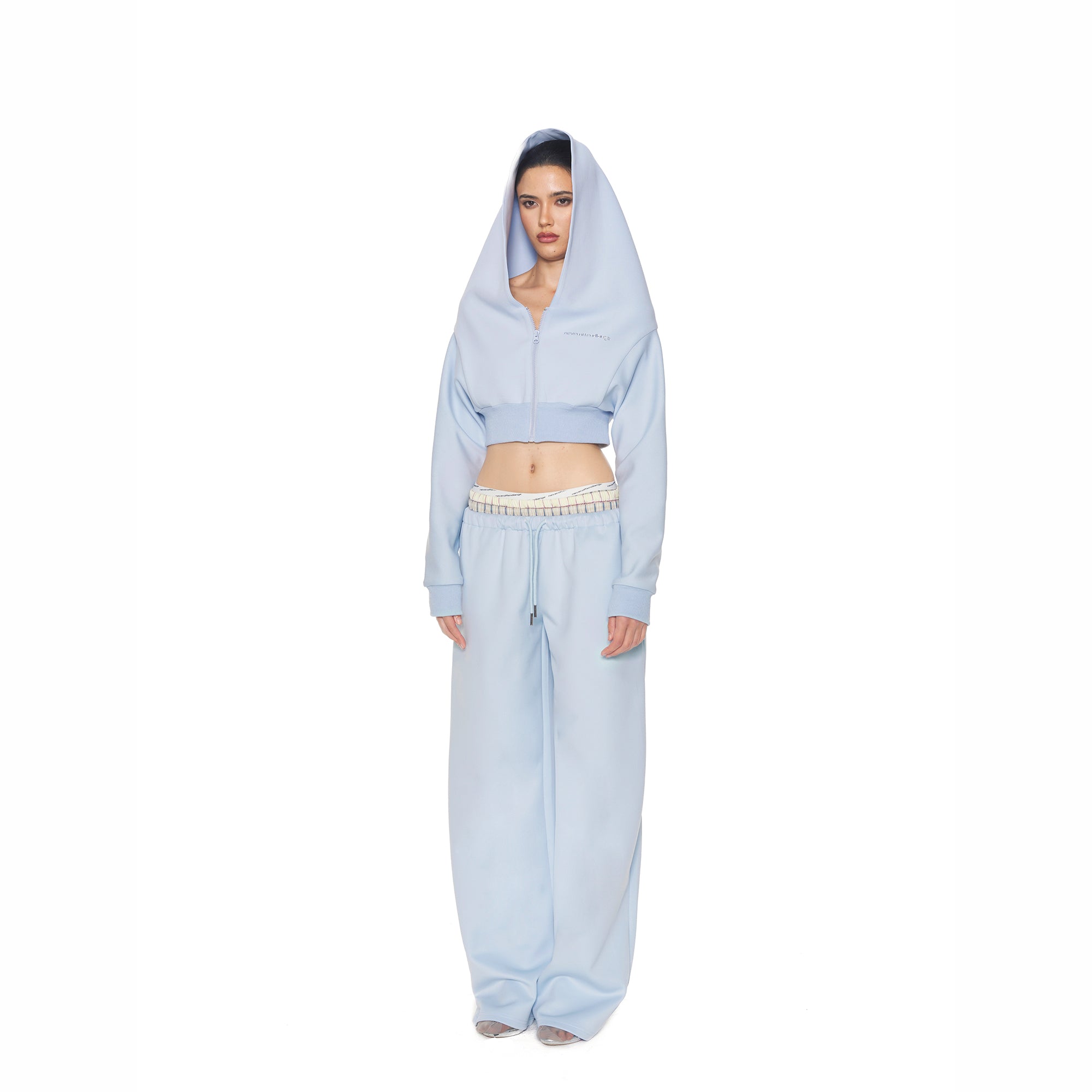 NEVER OFFEND L ANGEL Cropped Zip Hoodie Triple-Waist Plaid Set