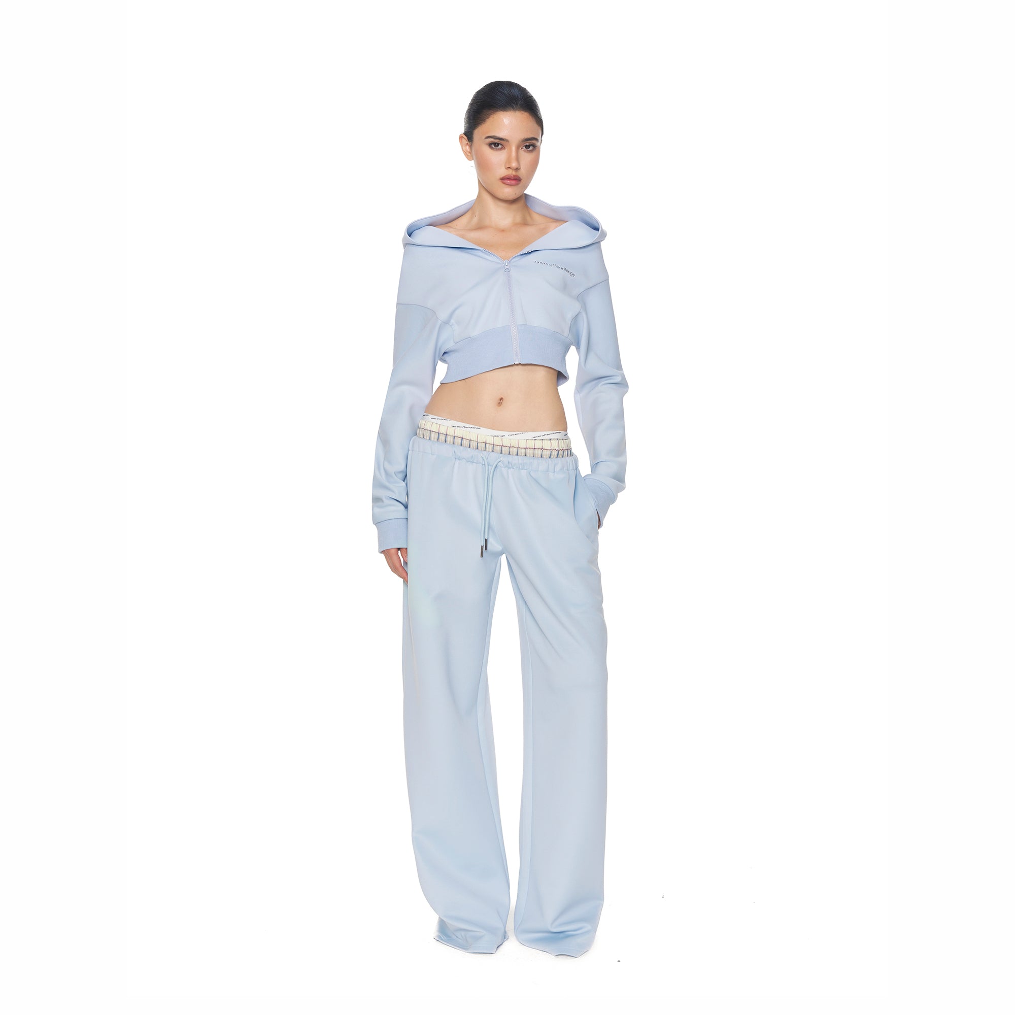 NEVER OFFEND L ANGEL Cropped Zip Hoodie Triple-Waist Plaid Set