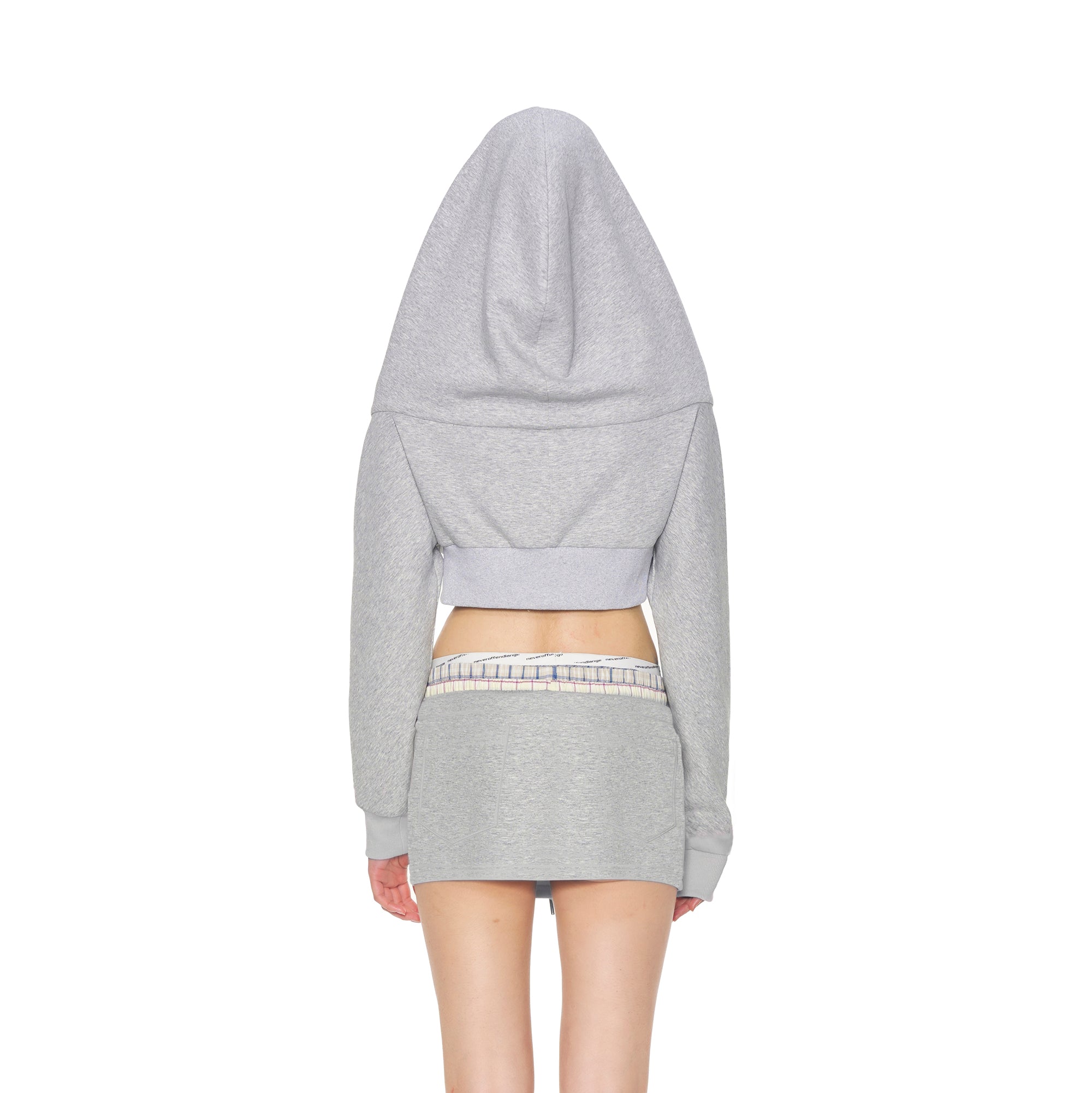 NEVER OFFEND L ANGEL Cropped Zip Hoodie Triple-Waist Plaid Set