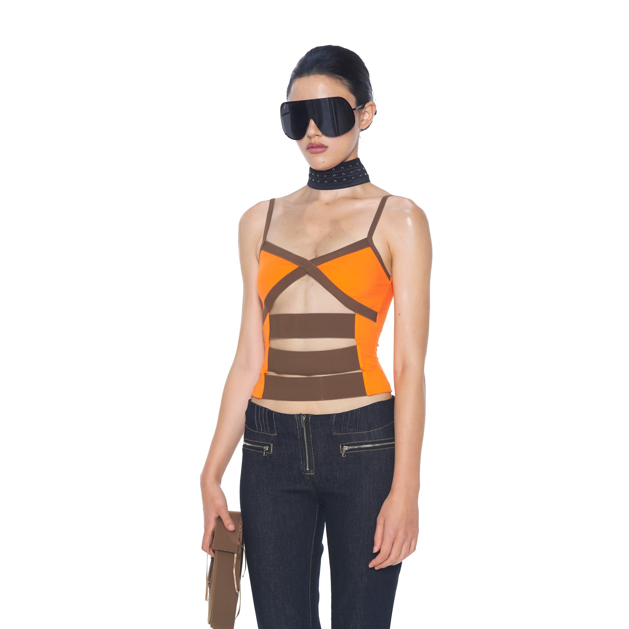 NEVER OFFEND L ANGEL Bandage Panel Cutout Cami Top