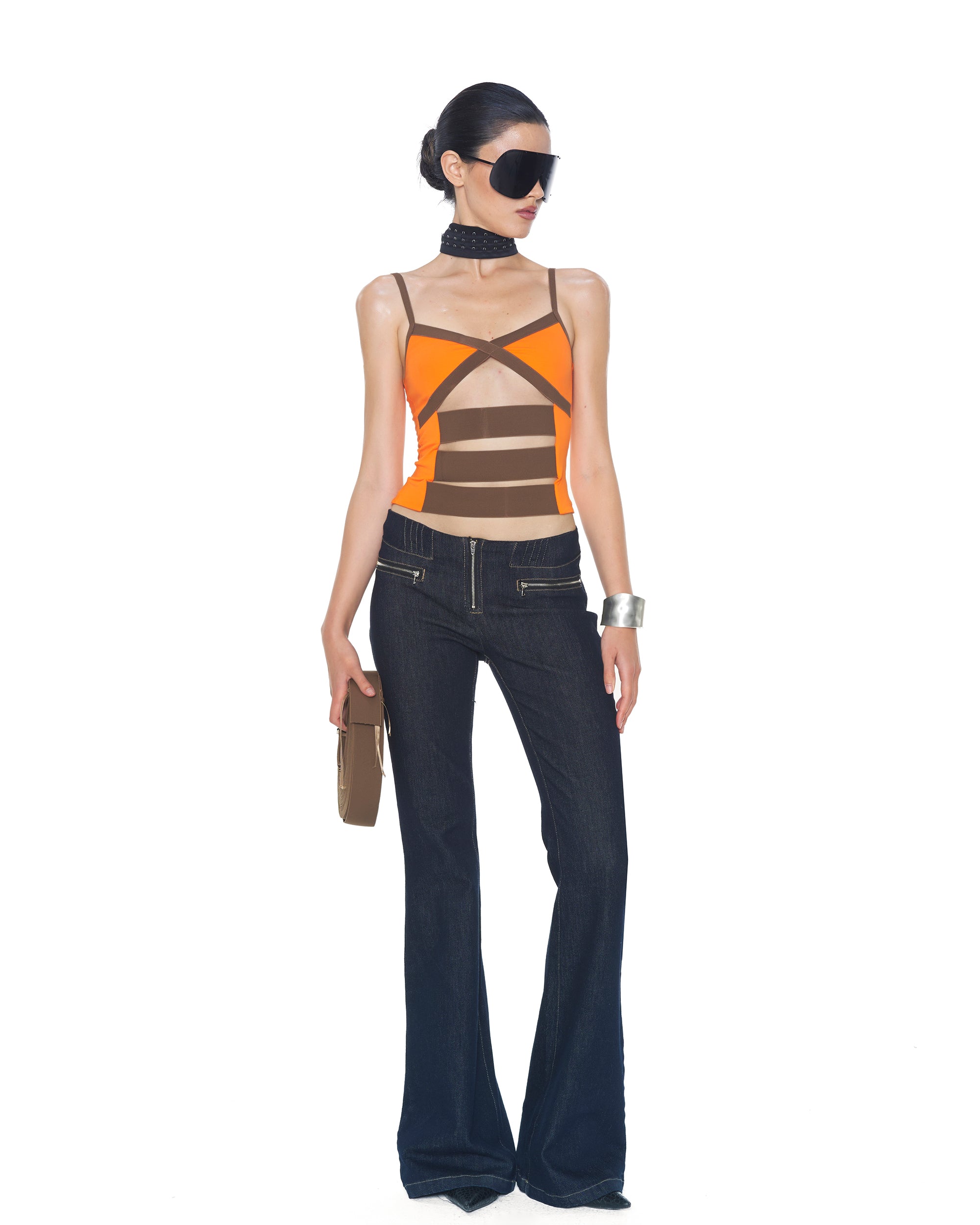 NEVER OFFEND L ANGEL Bandage Panel Cutout Cami Top