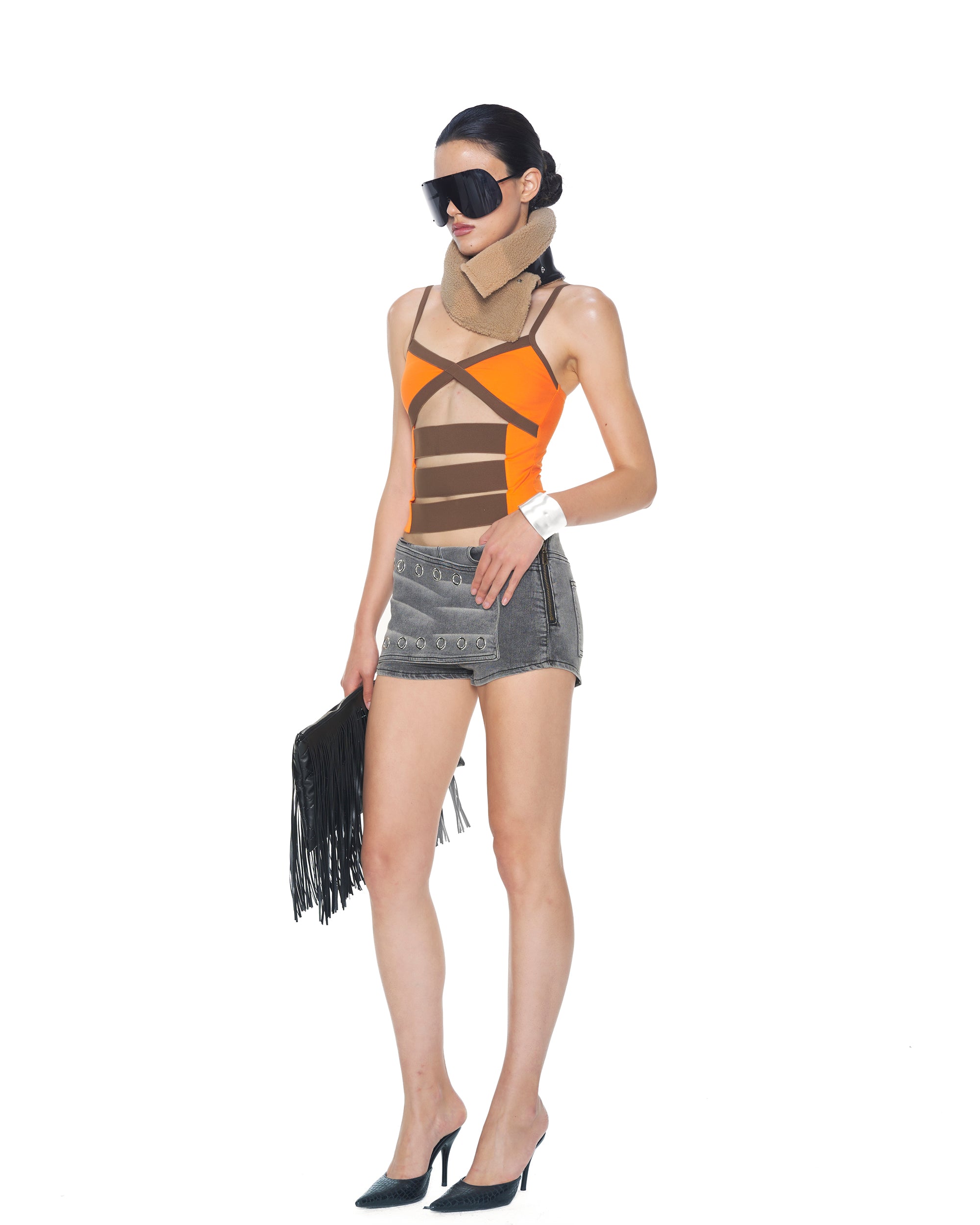 NEVER OFFEND L ANGEL Bandage Panel Cutout Cami Top