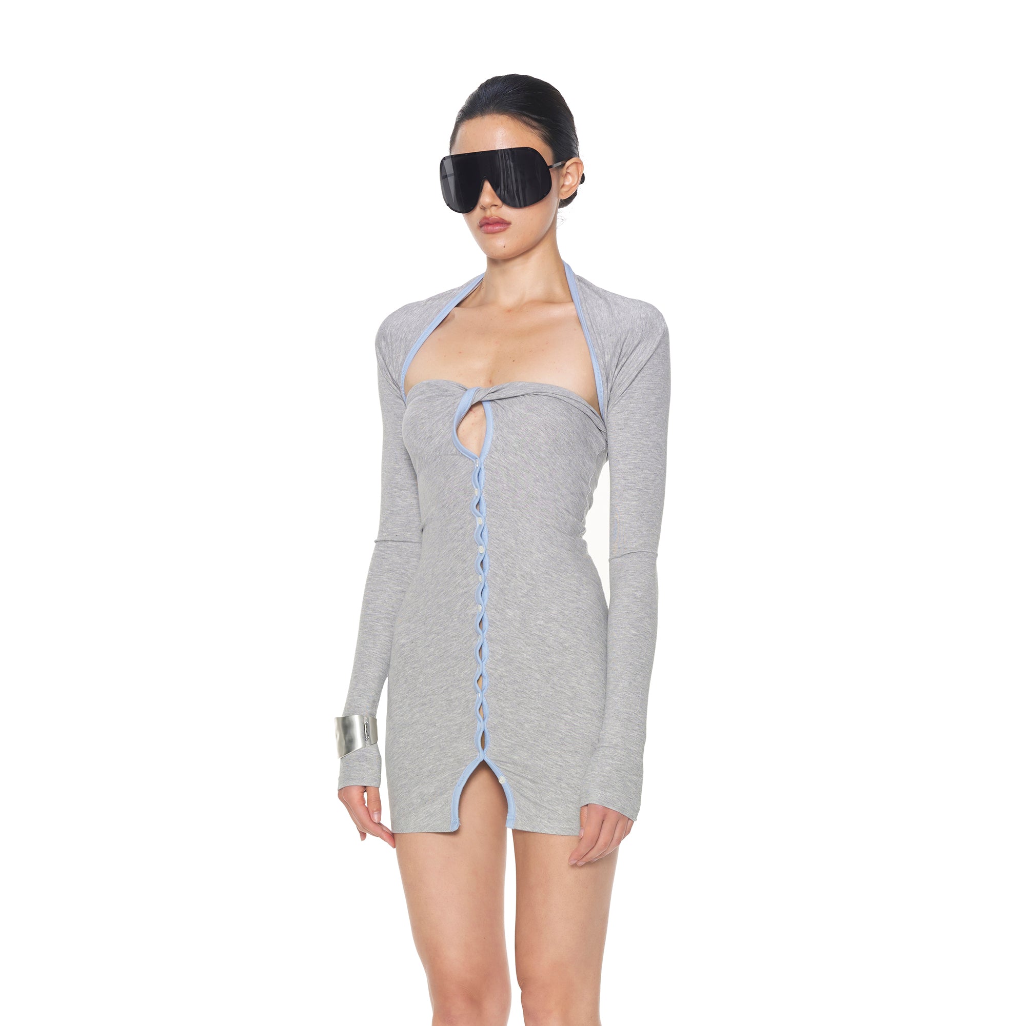 NEVER OFFEND L Angel Twist-Front Button Strapless Dress & Bolero Set