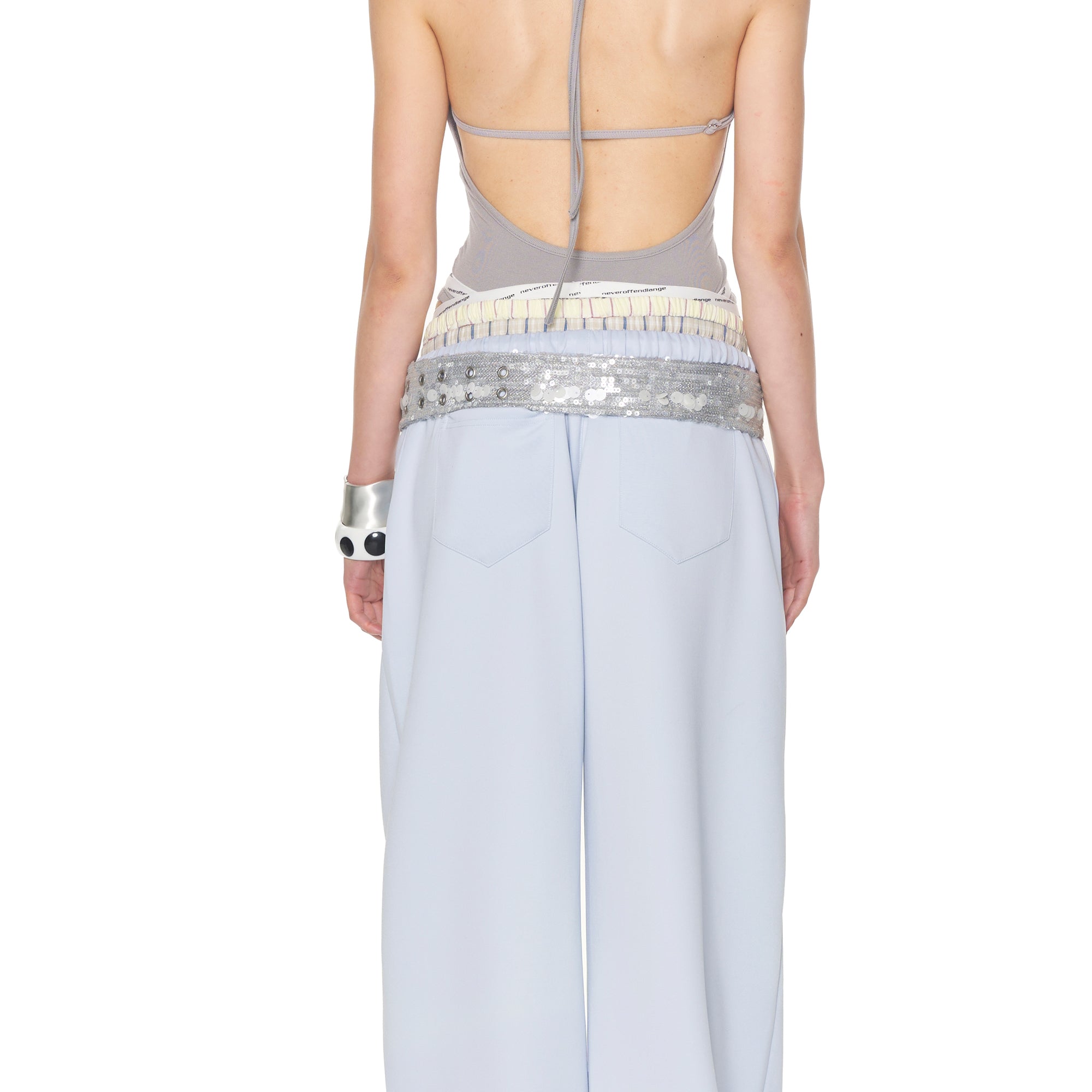 NEVER OFFEND L ANGEL Brushed Matte Silver Buckle Belt