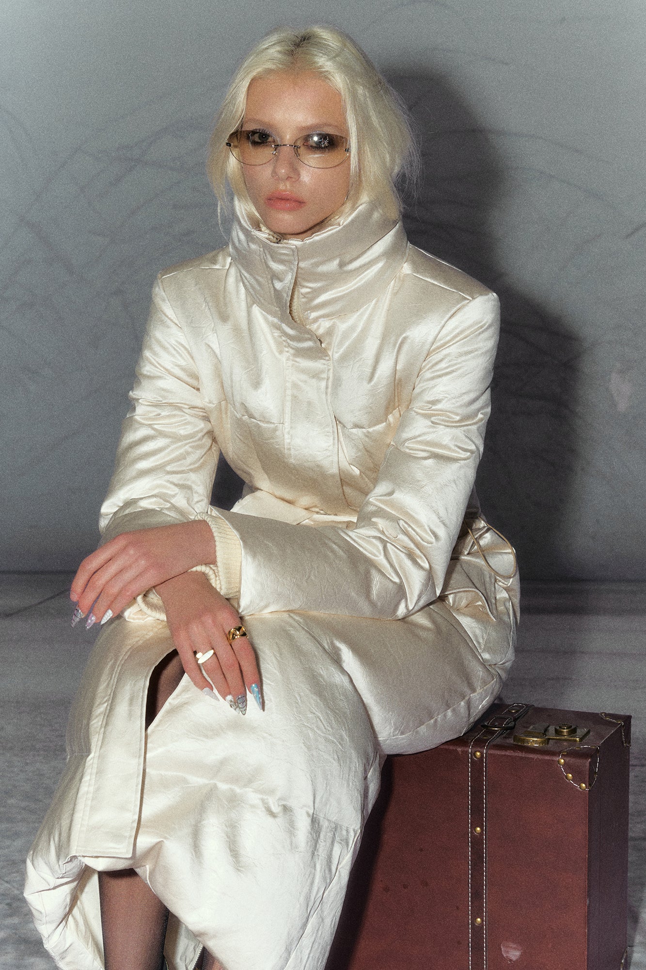 THE NEVERMORE Belted Quilted Shiny Longline Puffer Coat