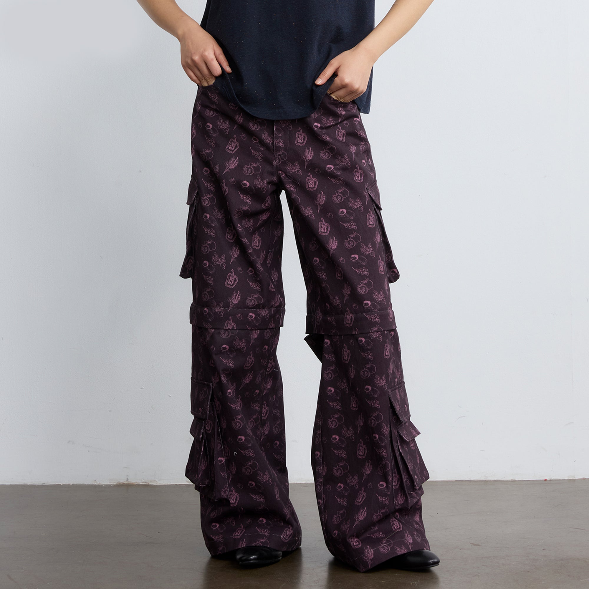NOESE Botanical Full-Print Convertible Cargo Pants