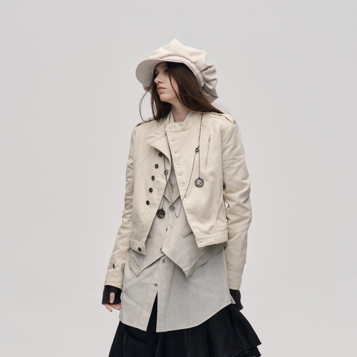 ILNya Nieternite Nifutur Napoleon-Collar Slim Cropped Jacket — square · front