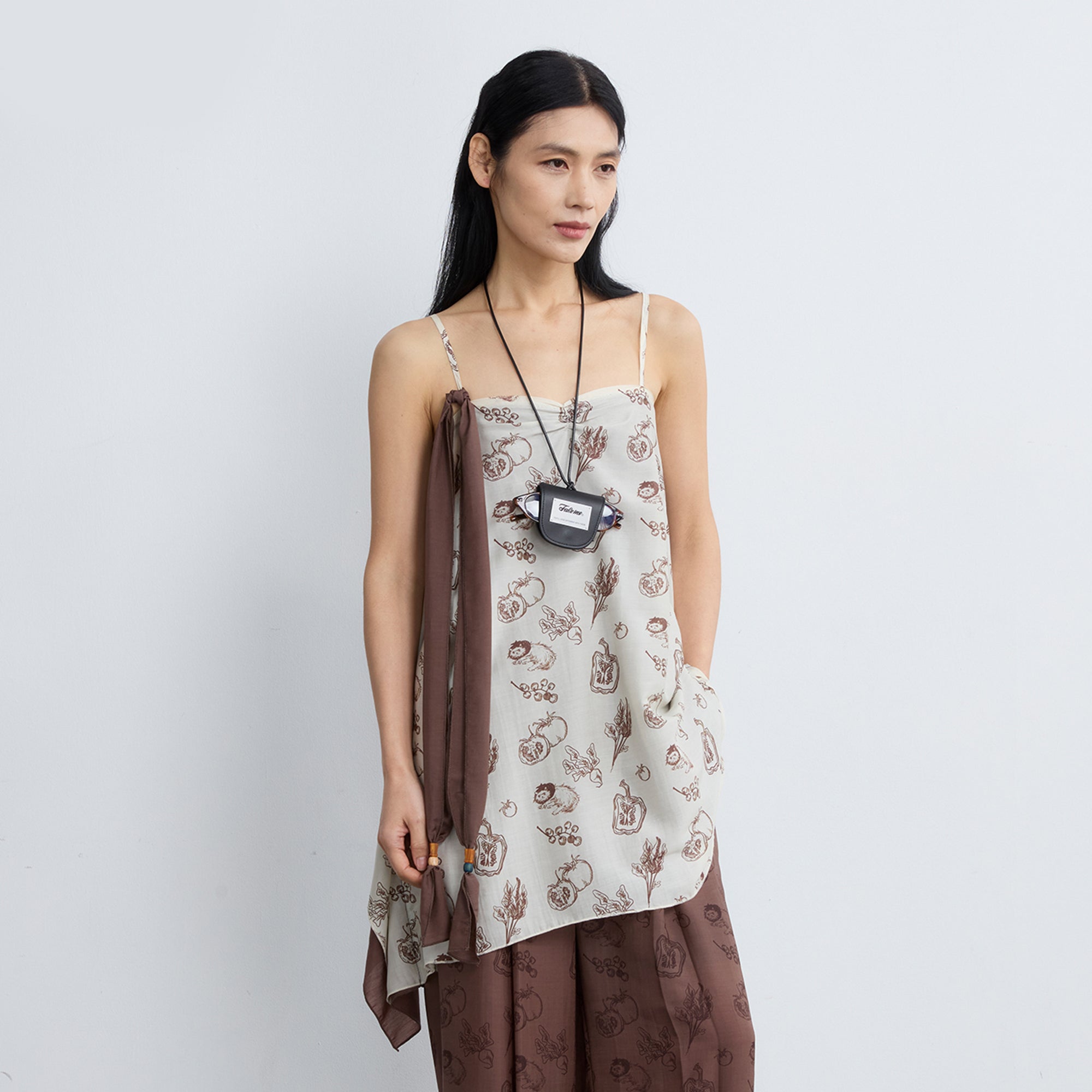 NOESE Spliced Silk-Blended Draped Cami Top