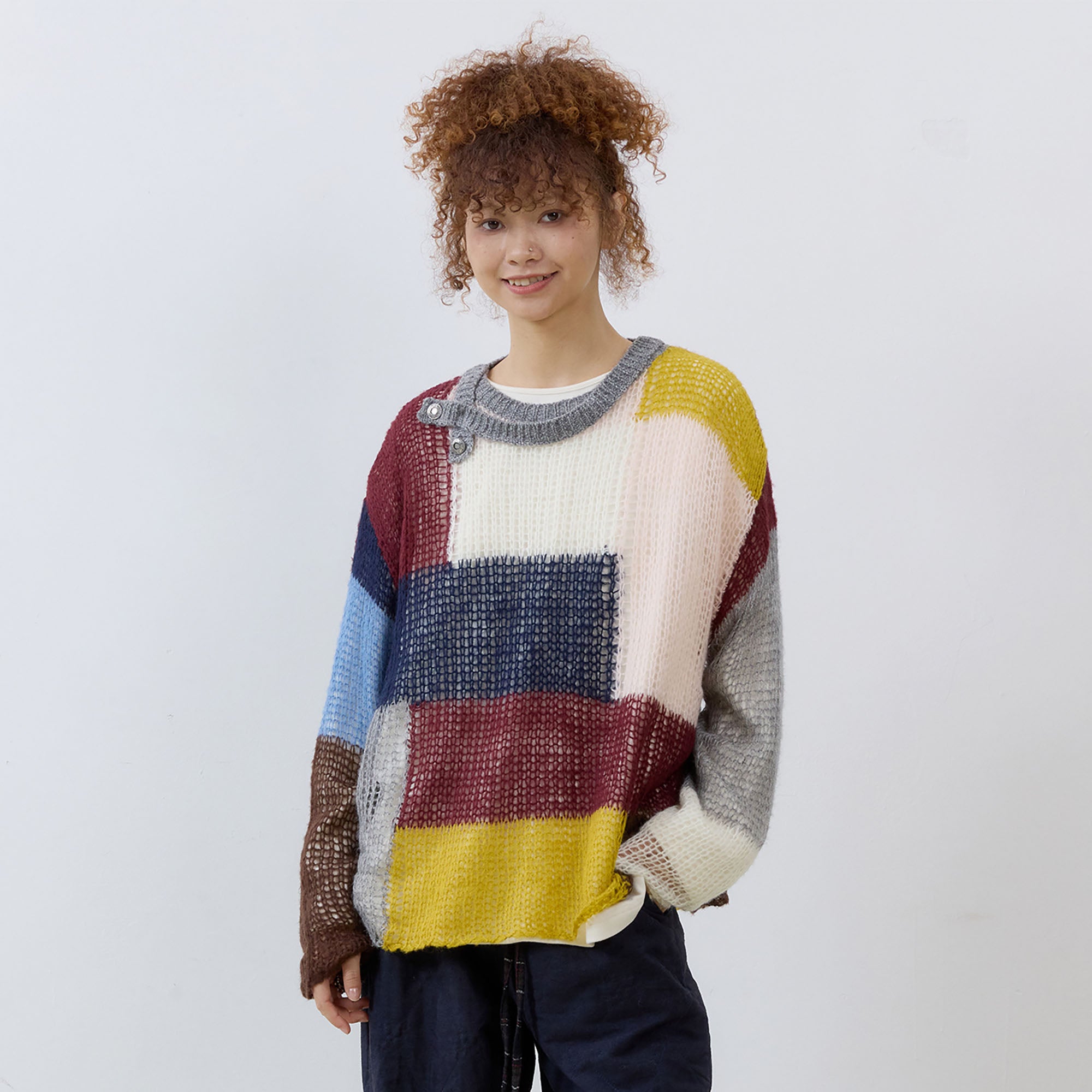 NOESE Contrast Layered-Collar Sweater