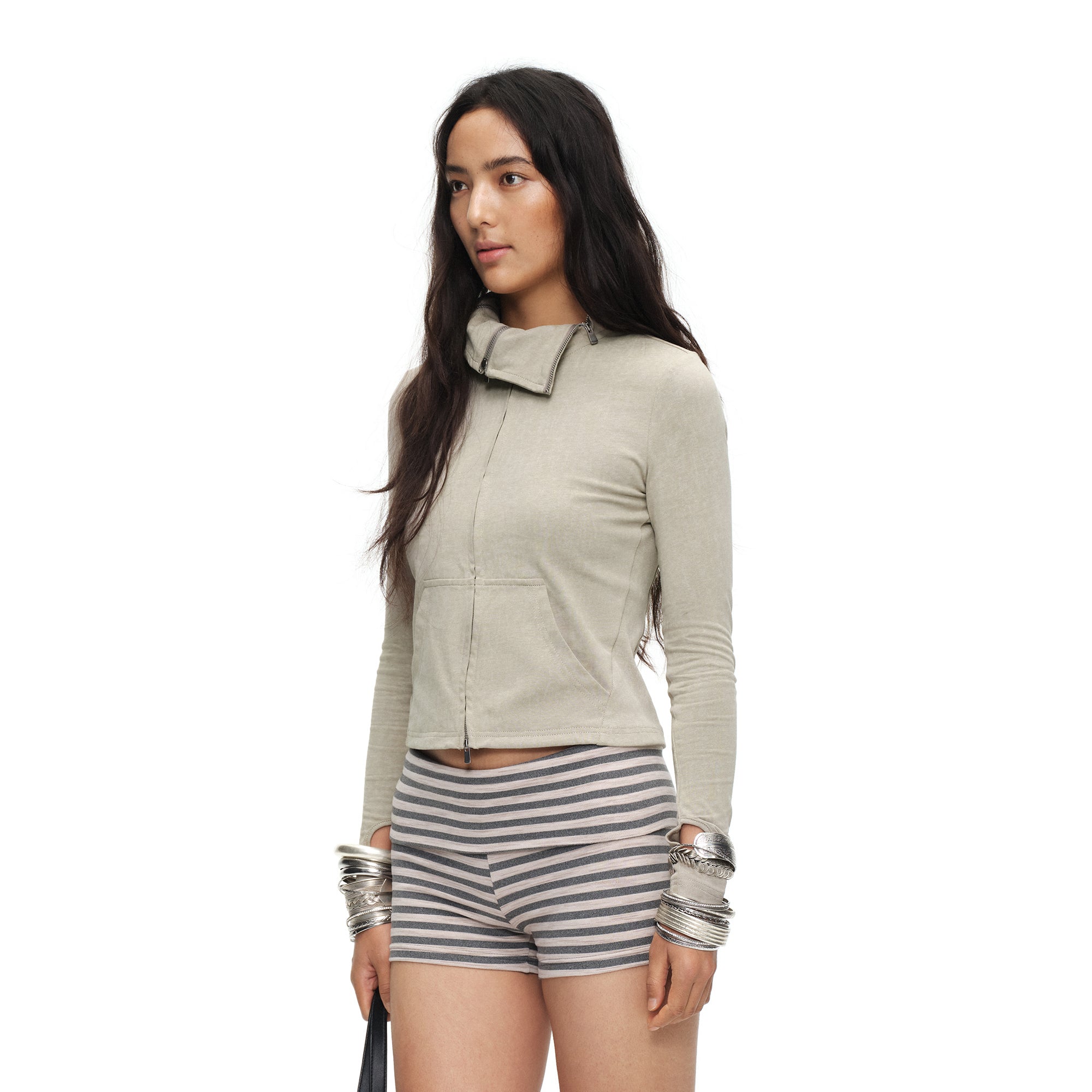 OINIMI Deconstructed Triple-Zip Funnel-Neck Jacket