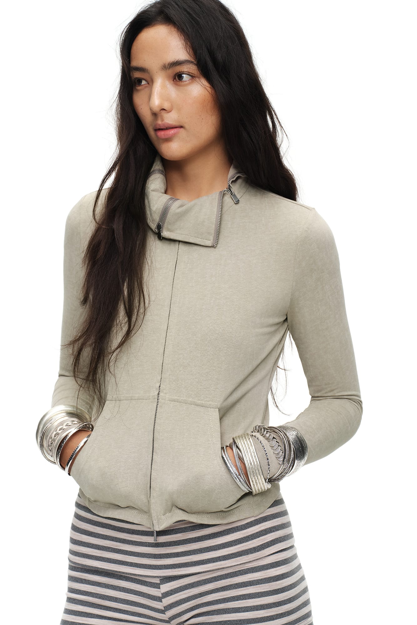 OINIMI Deconstructed Triple-Zip Funnel-Neck Jacket