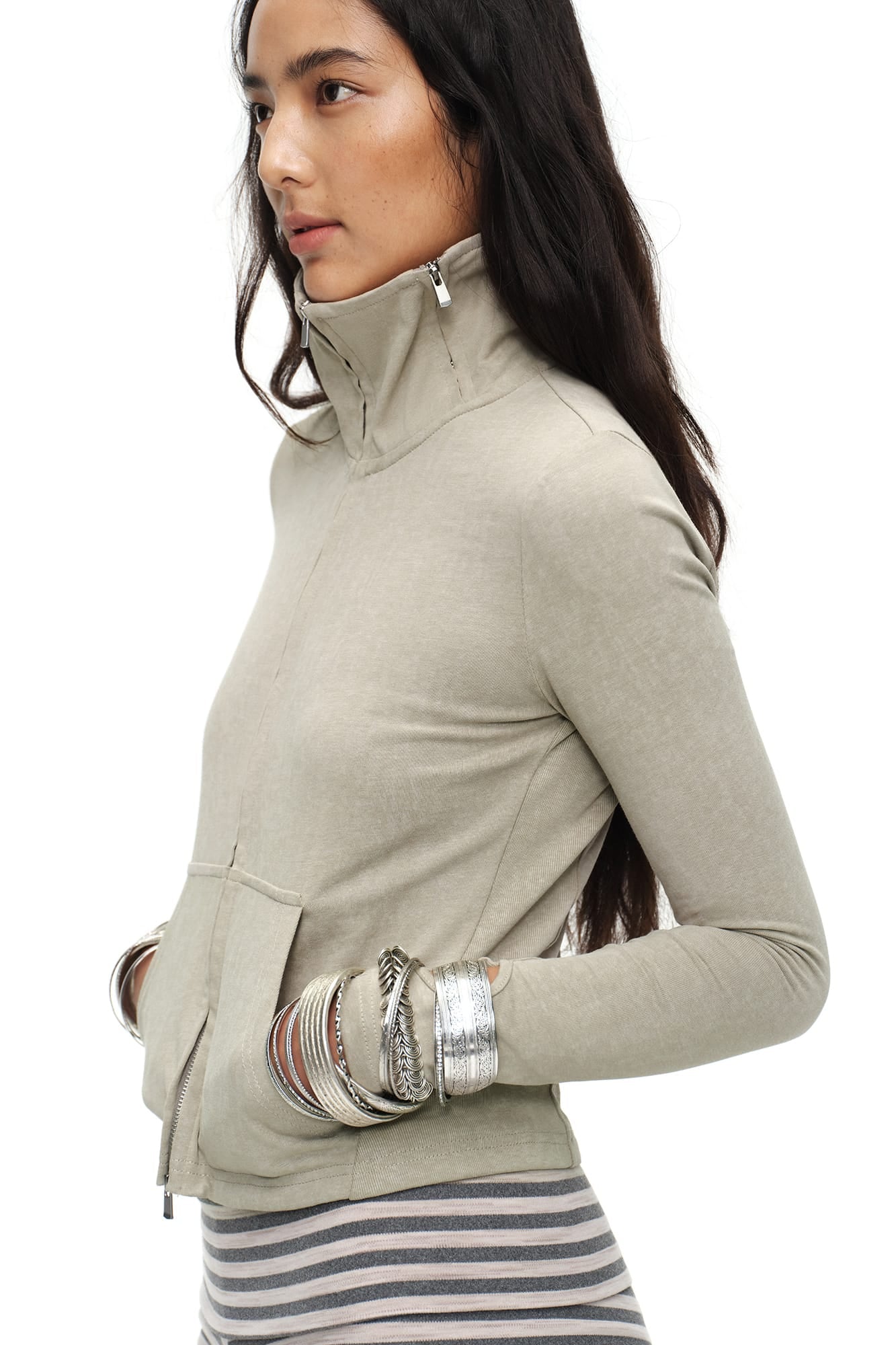 OINIMI Deconstructed Triple-Zip Funnel-Neck Jacket