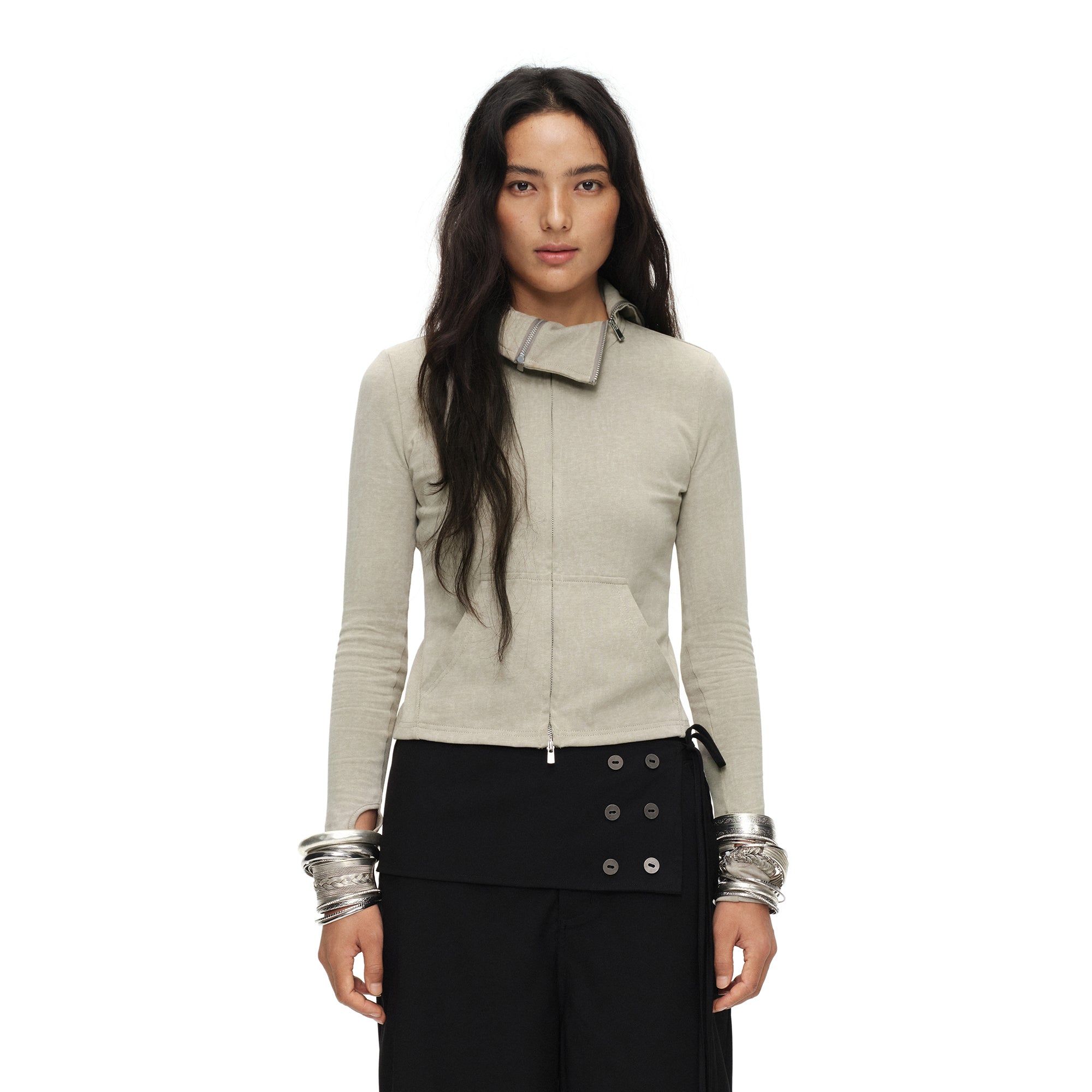 OINIMI Deconstructed Triple-Zip Funnel-Neck Jacket
