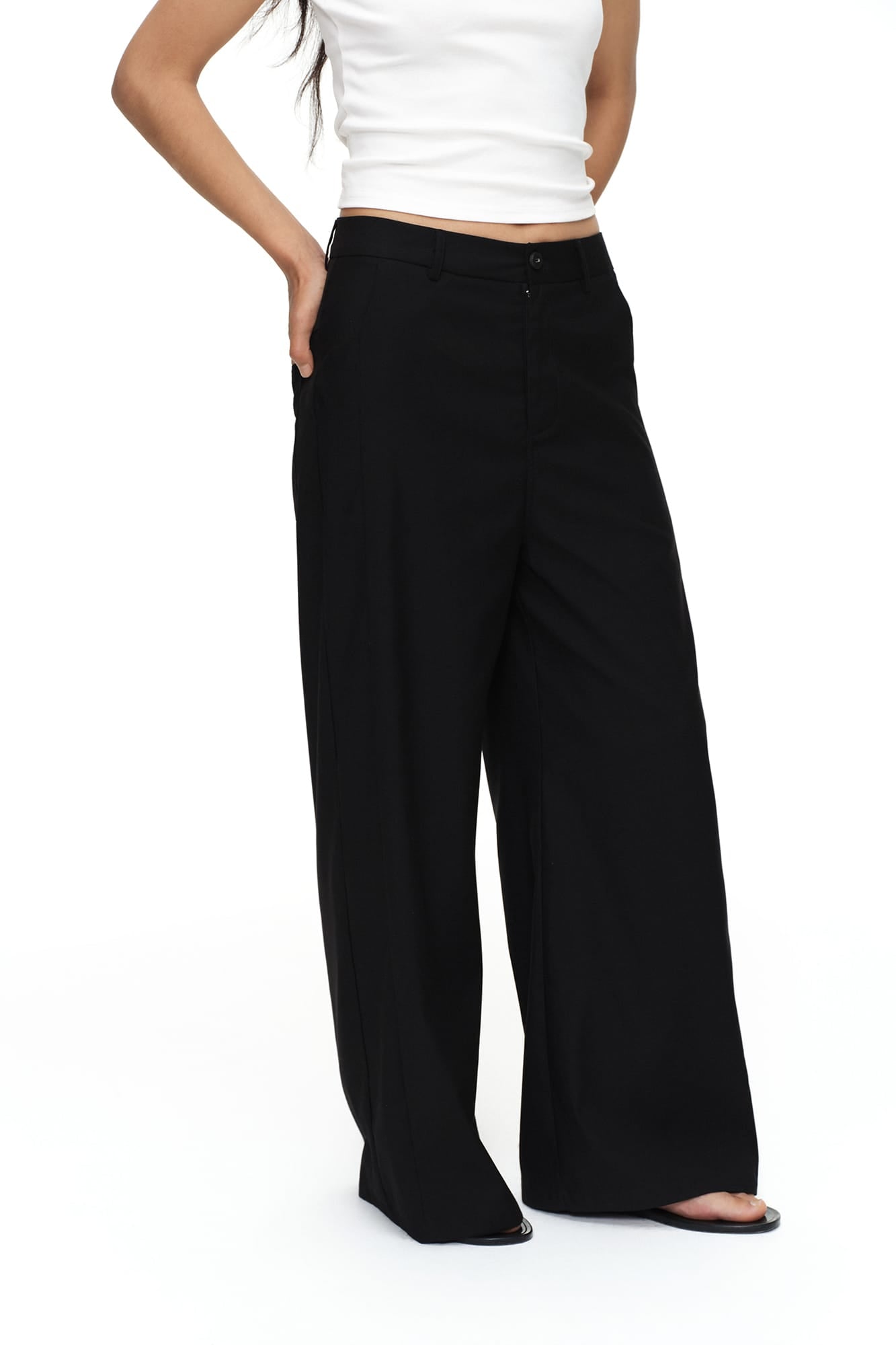 OINIMI Detachable Buttoned Wrap-Front Wide-Leg Pants