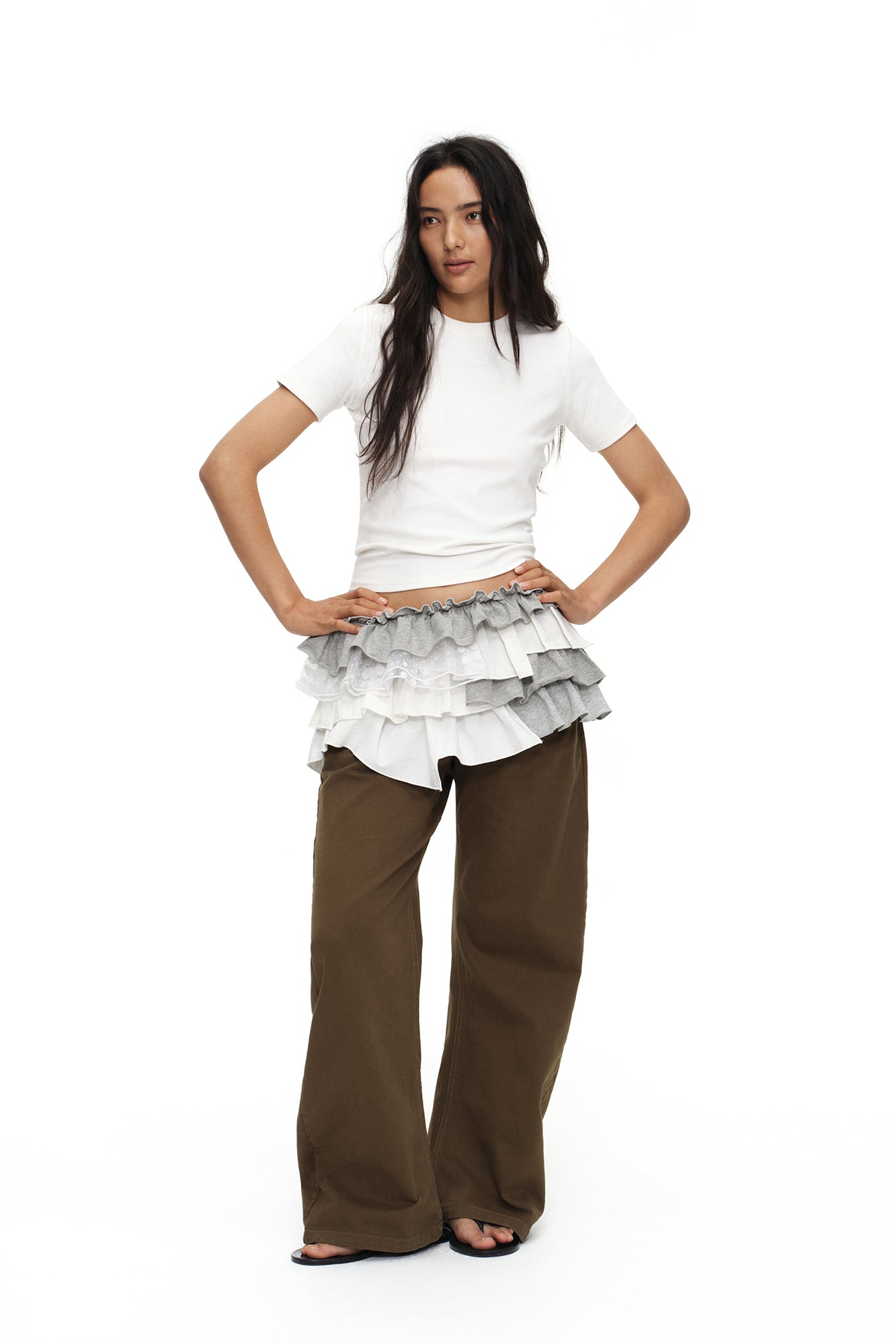 OINIMI Spliced Layered Ruffle Belt