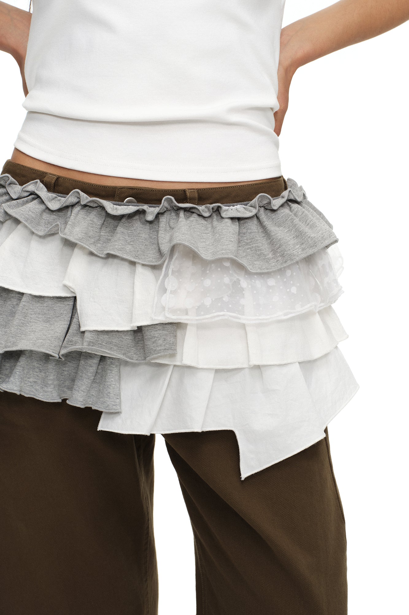 OINIMI Spliced Layered Ruffle Belt