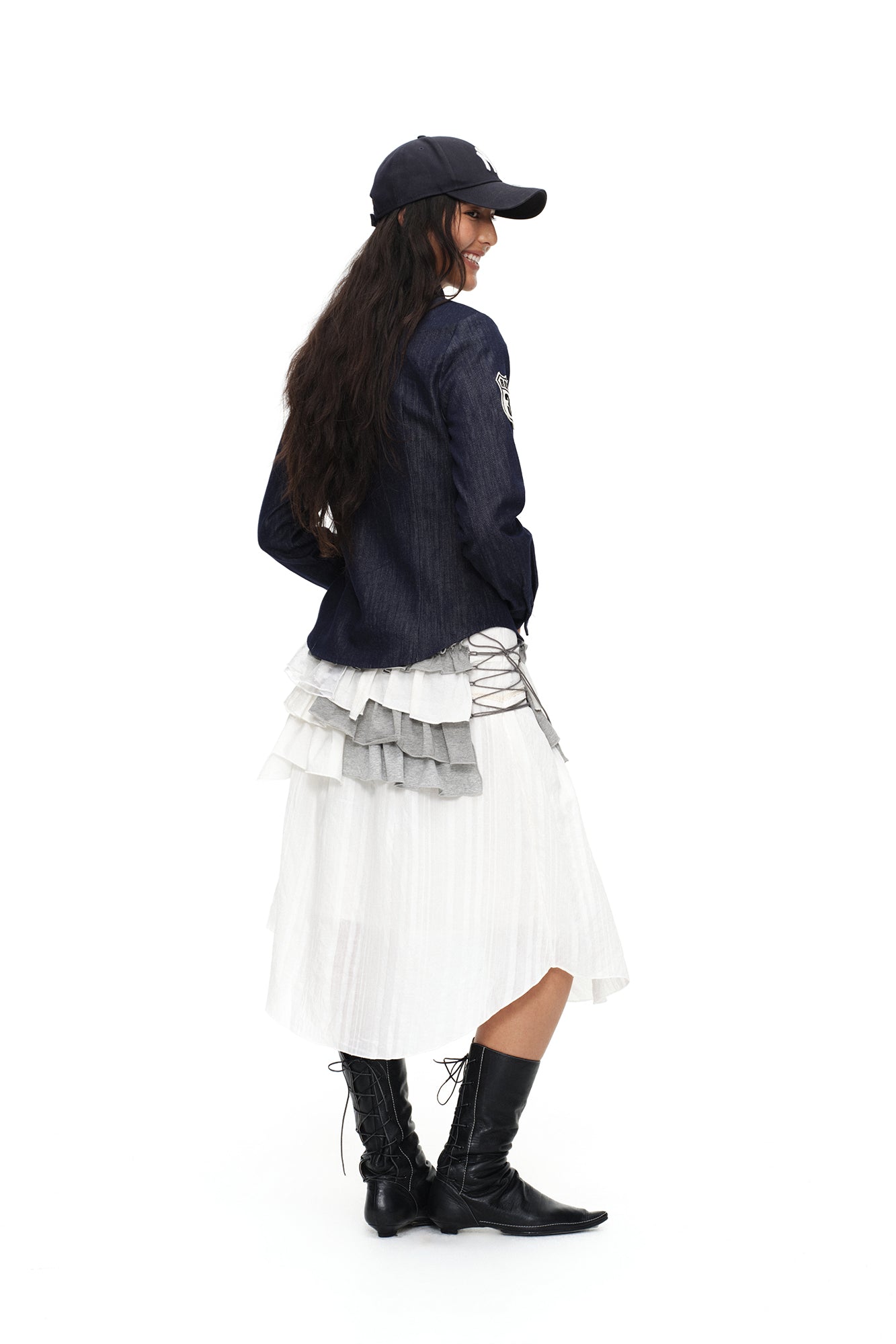 OINIMI Spliced Layered Ruffle Belt