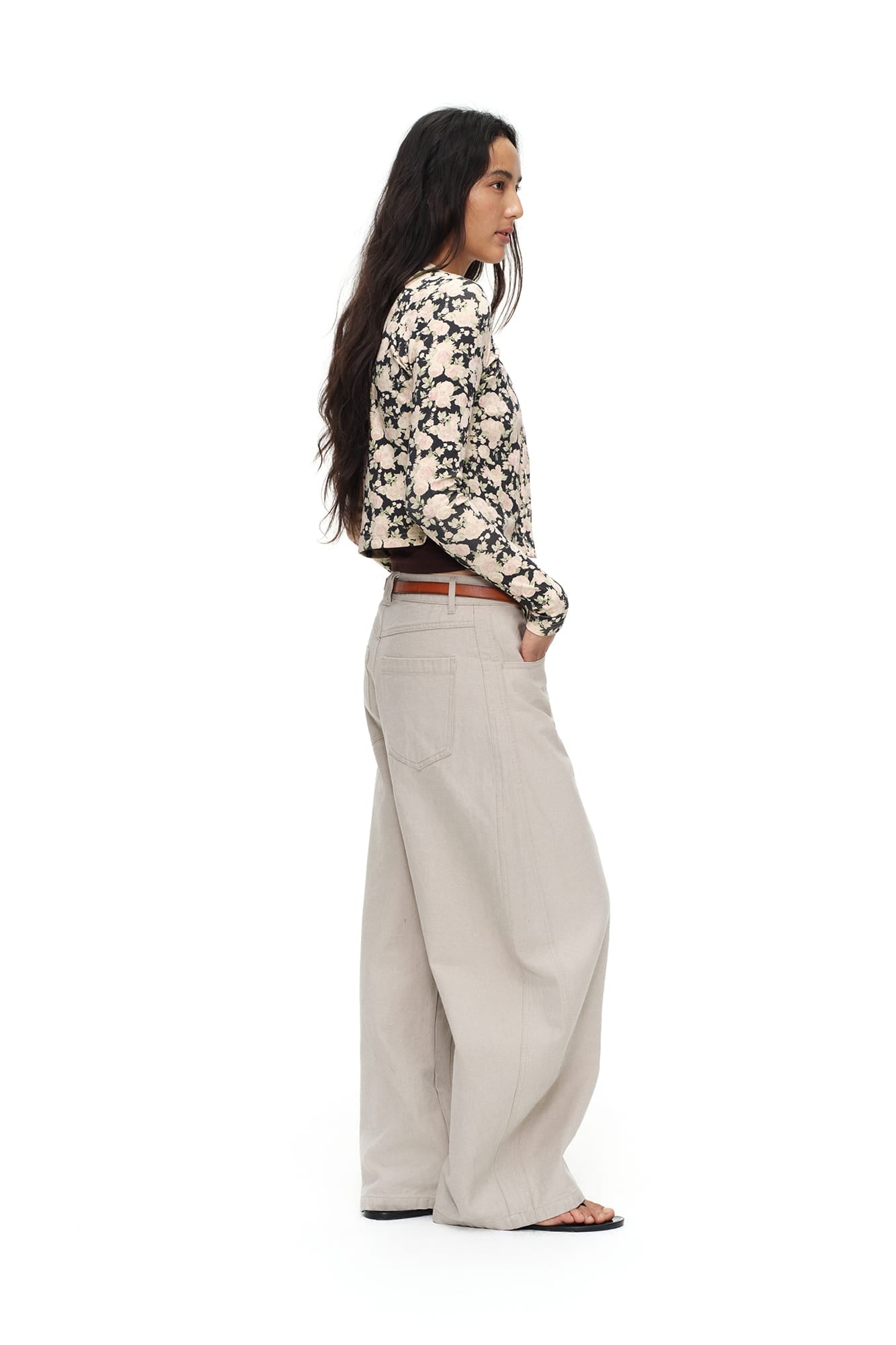 OINIMI Full-Print Floral Henley Cardigan
