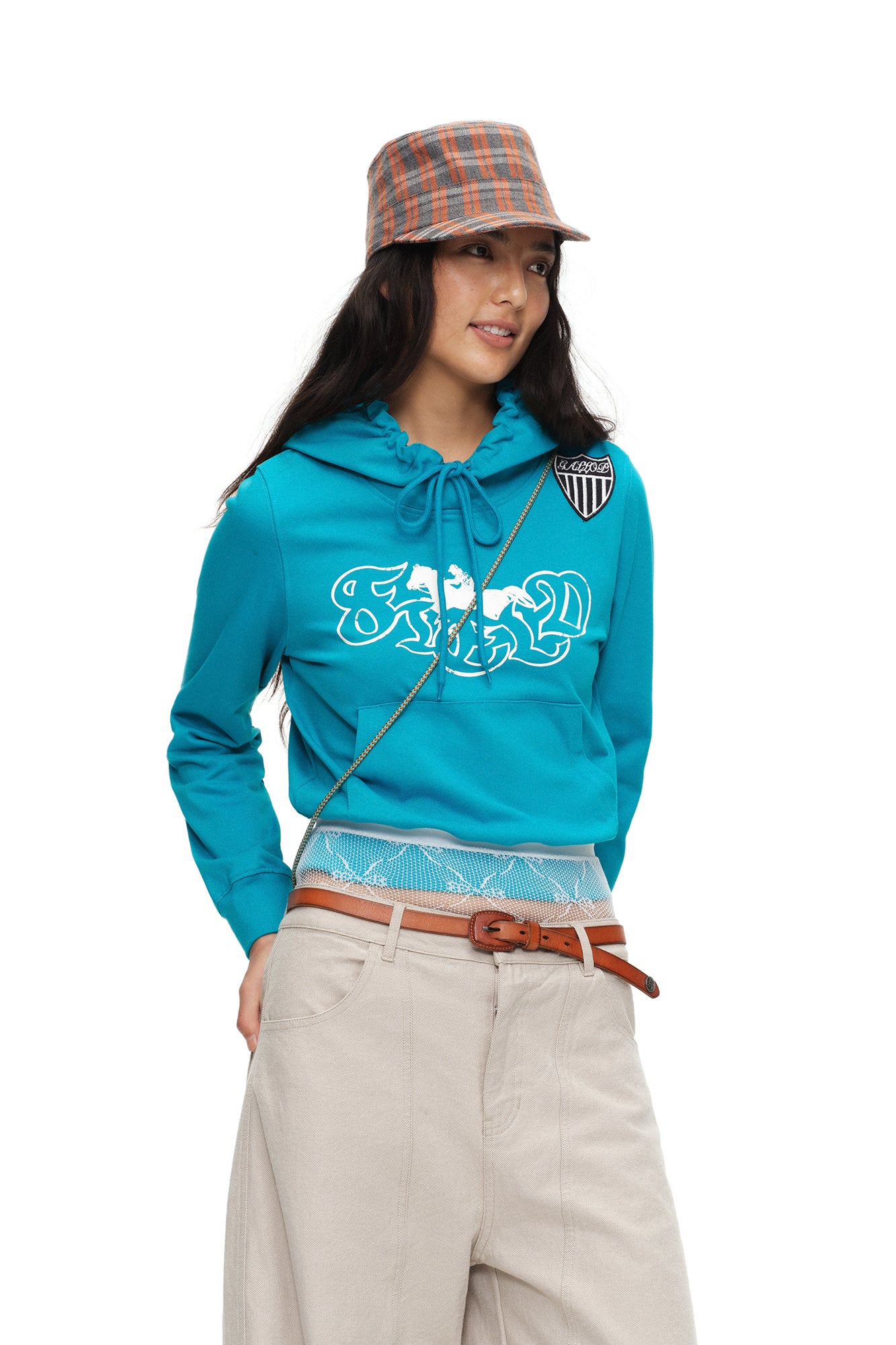 OINIMI Graffiti Graphic Crest-Patch Pullover Hoodie