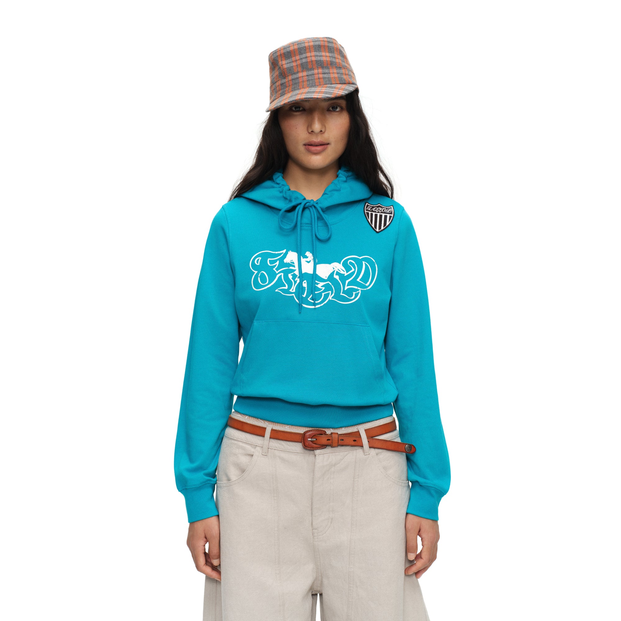 OINIMI Graffiti Graphic Crest-Patch Pullover Hoodie