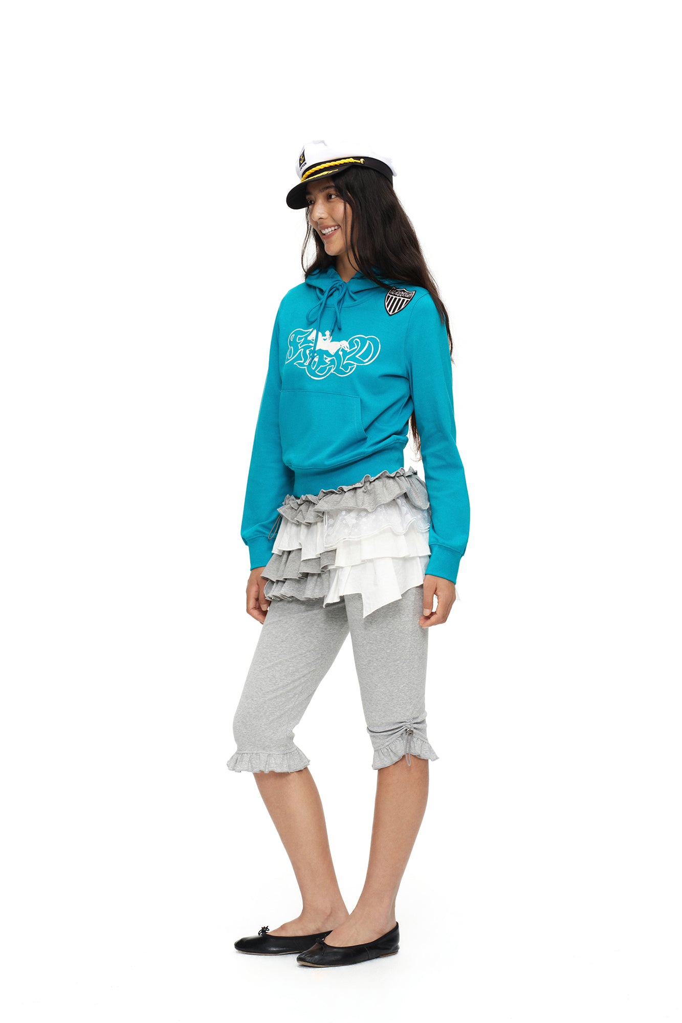 OINIMI Graffiti Graphic Crest-Patch Pullover Hoodie