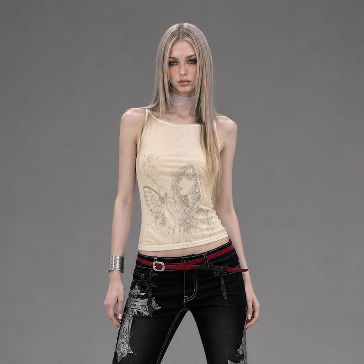 EMOHA Graphic Slim Two-Piece Long-Sleeve Tee