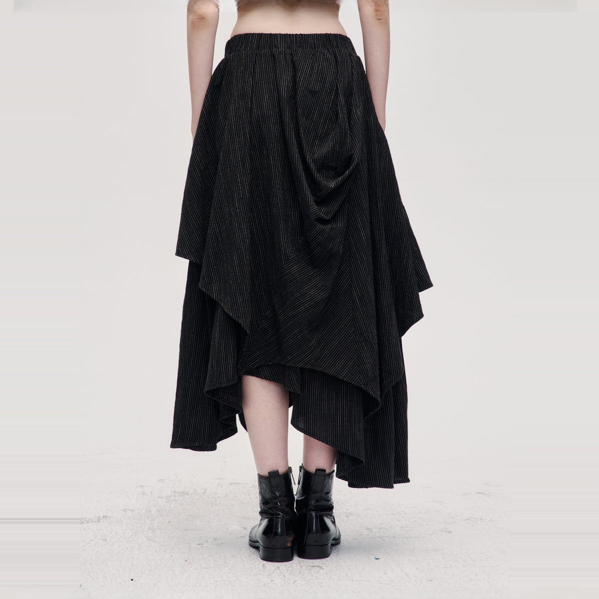ILNya Nieternite Nifutur Striped Pleated Asymmetrical High-Waist Skirt — square · back