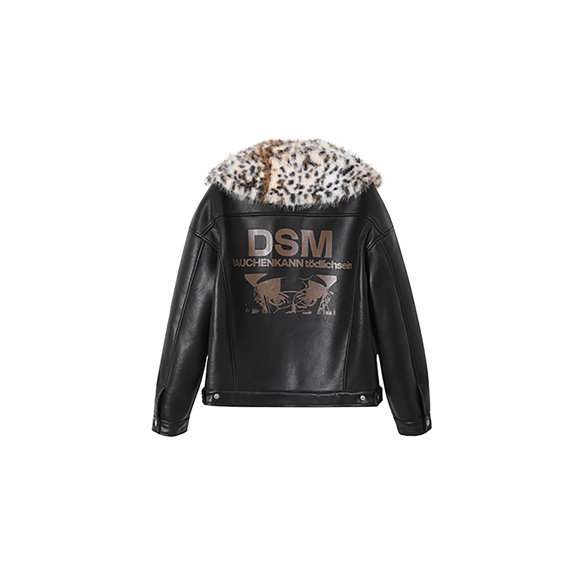 DONSMOKE × NANA Detachable Leopard Collar PU Jacket