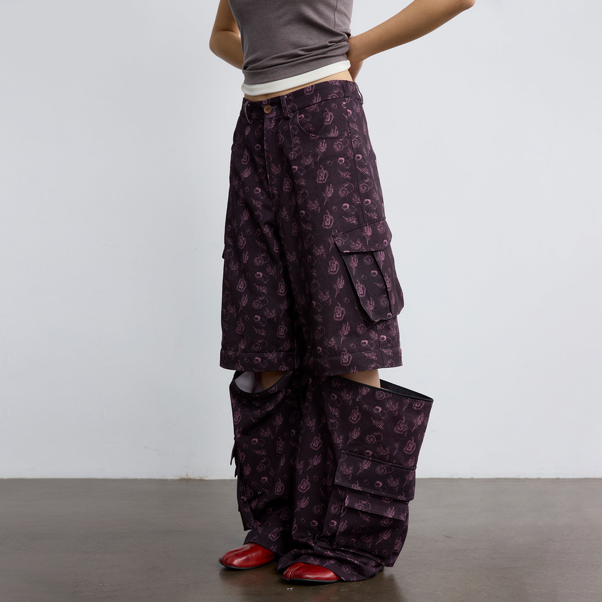 NOESE Botanical Full-Print Convertible Cargo Pants