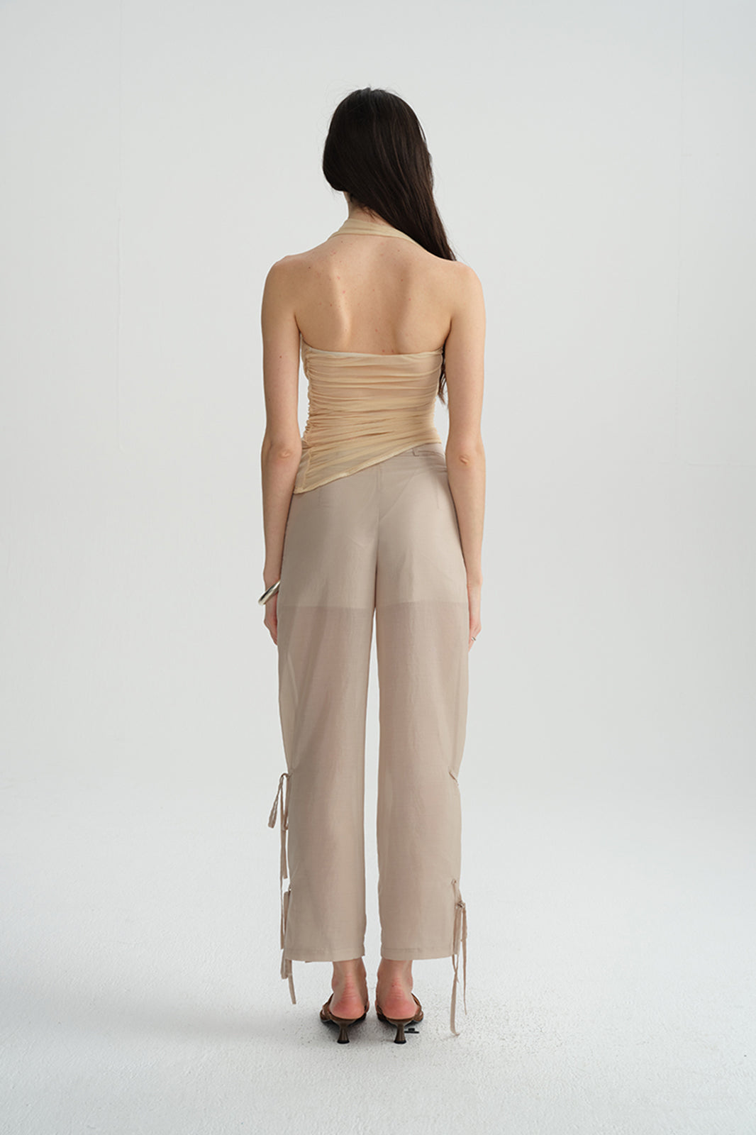 DOTYEARS Spiral Hardware Ruched One-Shoulder Top