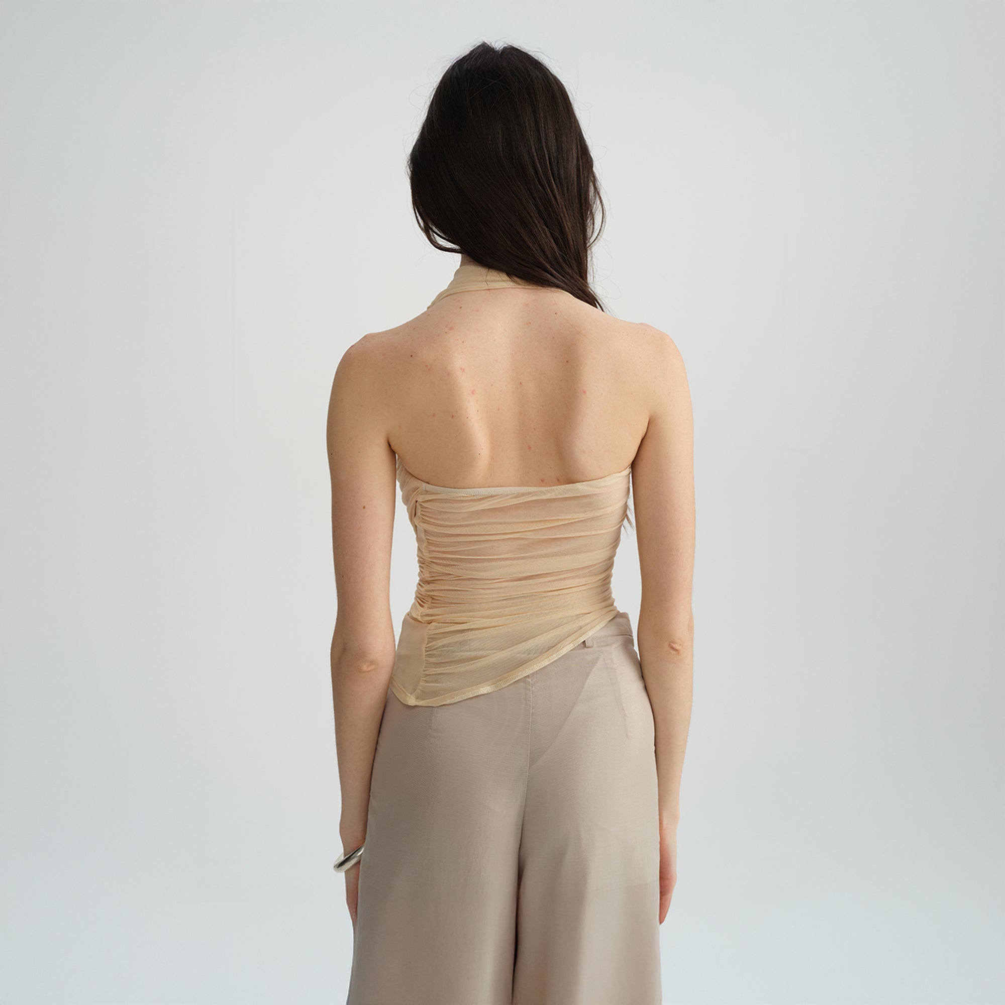 DOTYEARS Spiral Hardware Ruched One-Shoulder Top