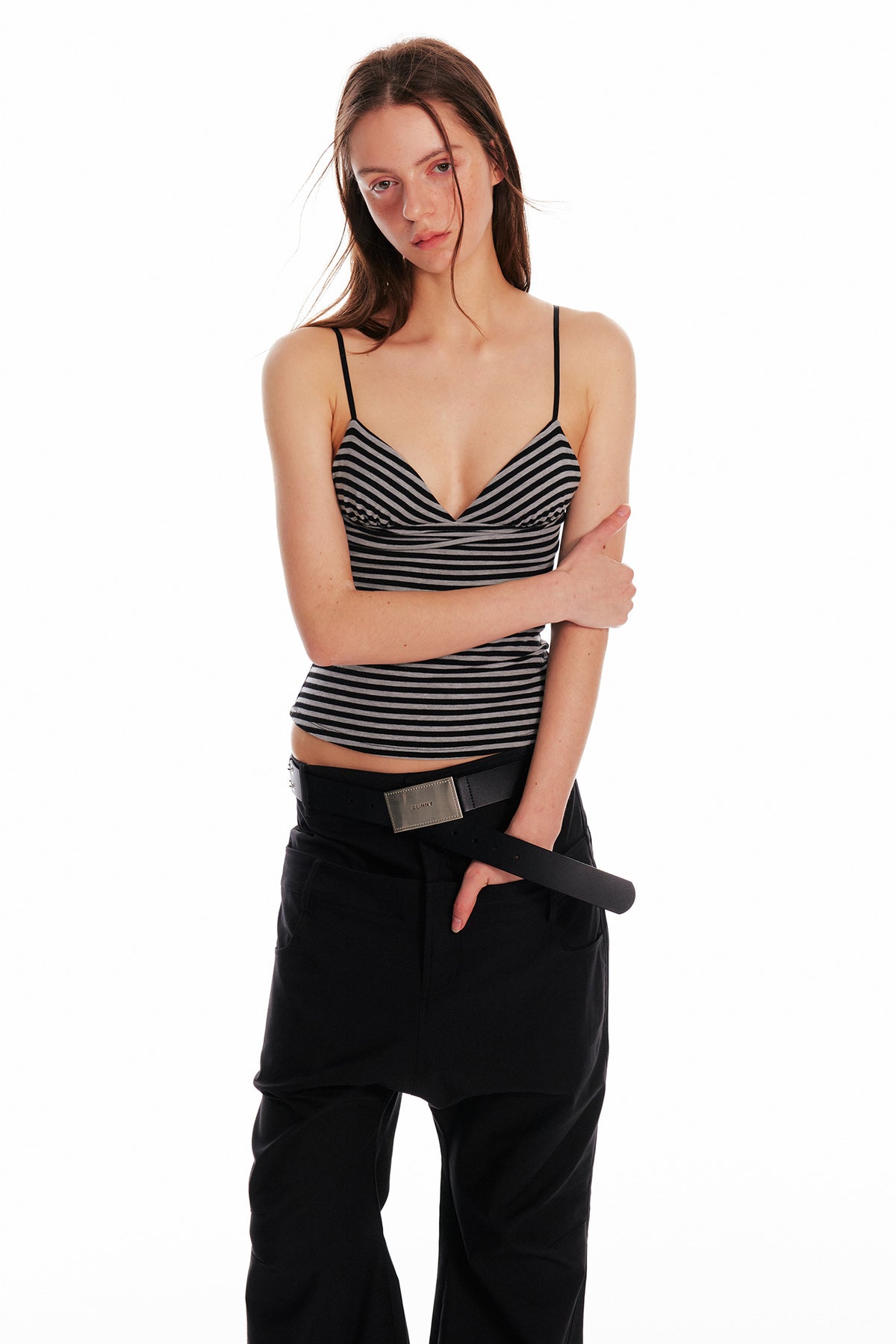 ALINNV STUDIO Striped V-Neck Cami Top