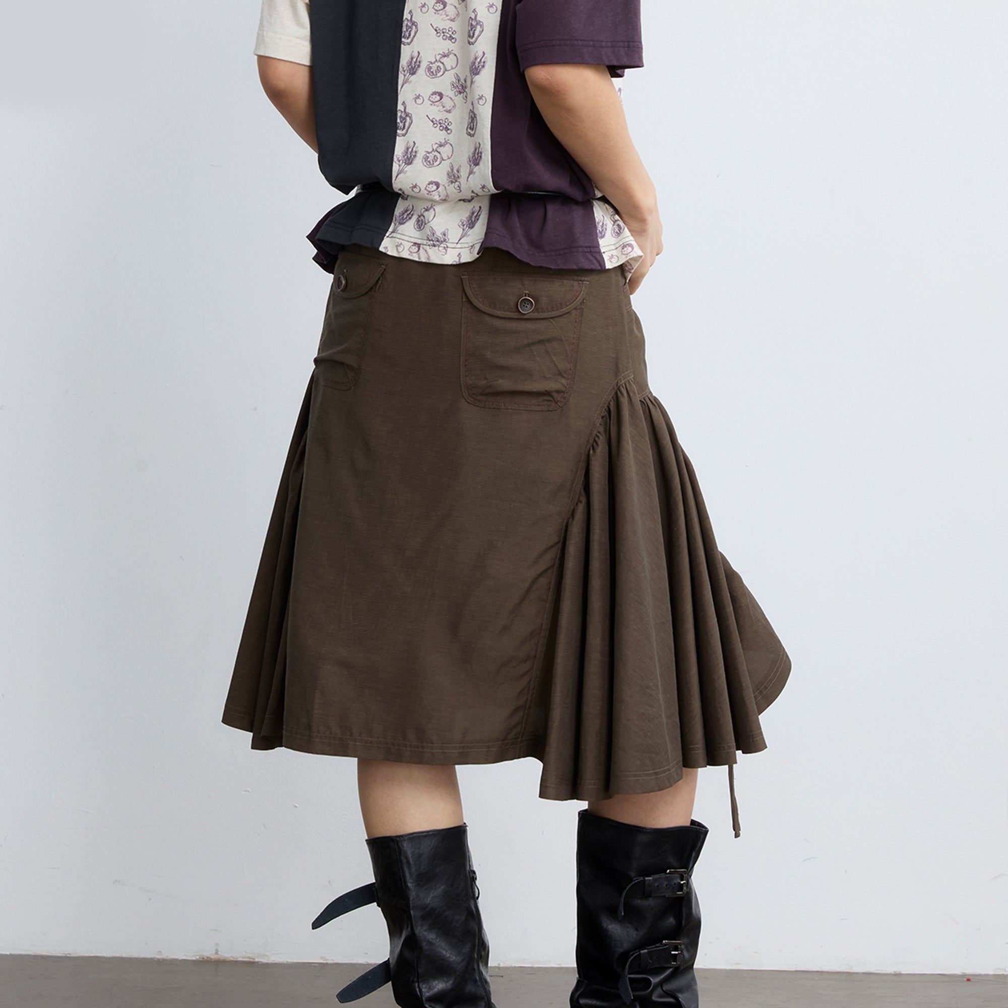 NOESE Paneled Ruched Utility Skirt