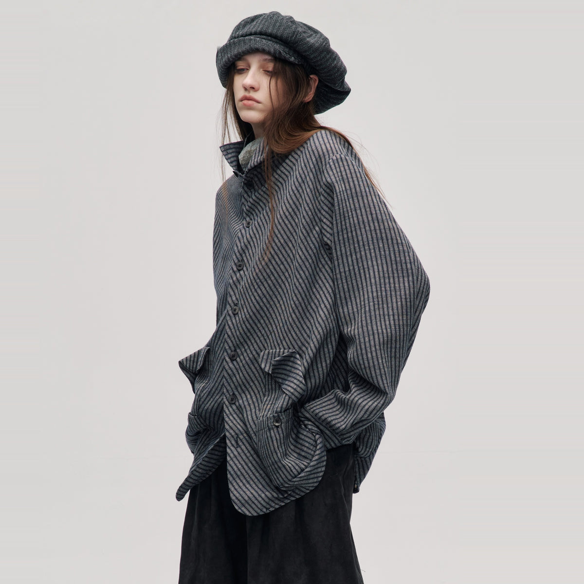 ILNya Nieternite Nifutur Striped Stand-Collar Long-Sleeve Shirt — square · side