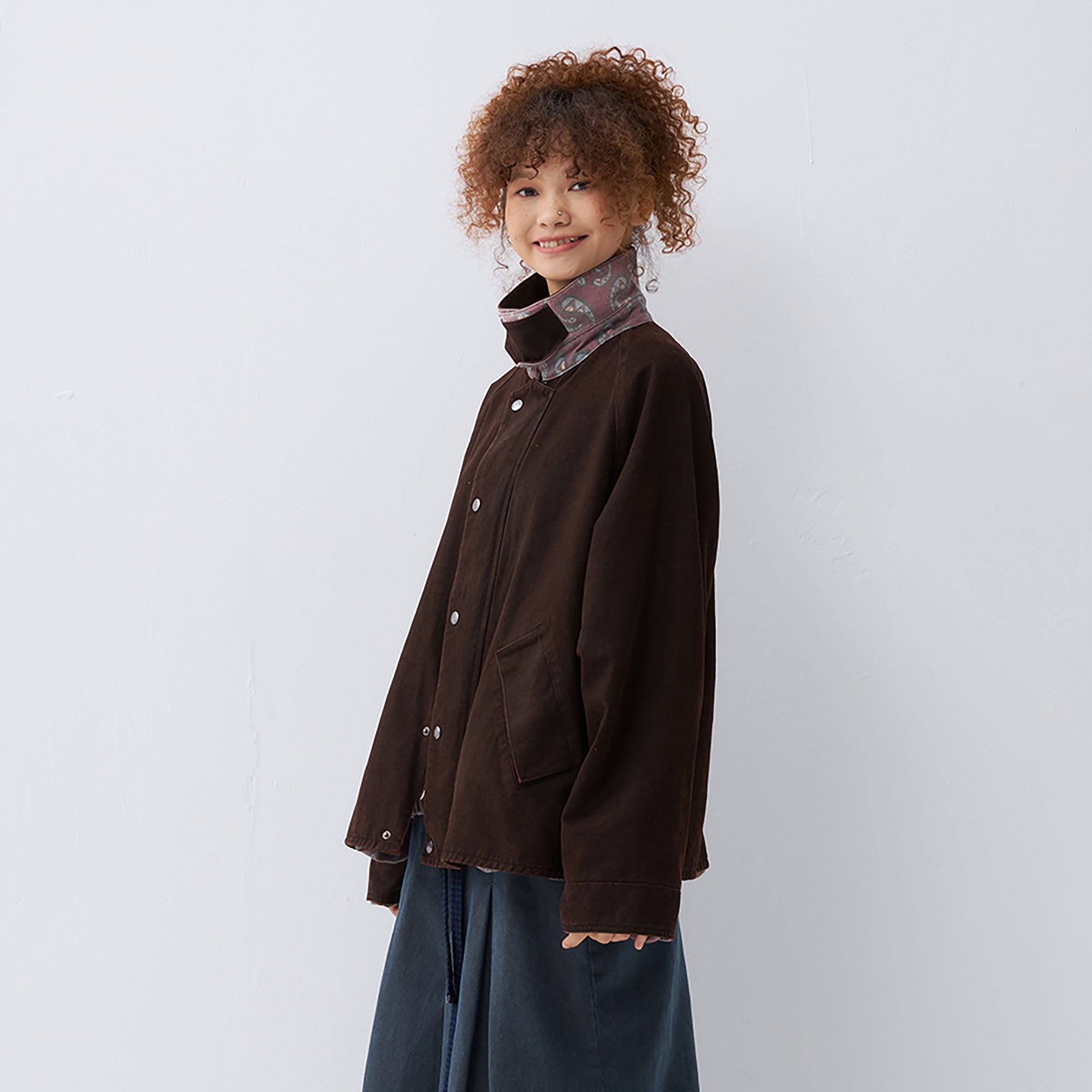 NOESE Paisley-Spliced Collar Barn Jacket