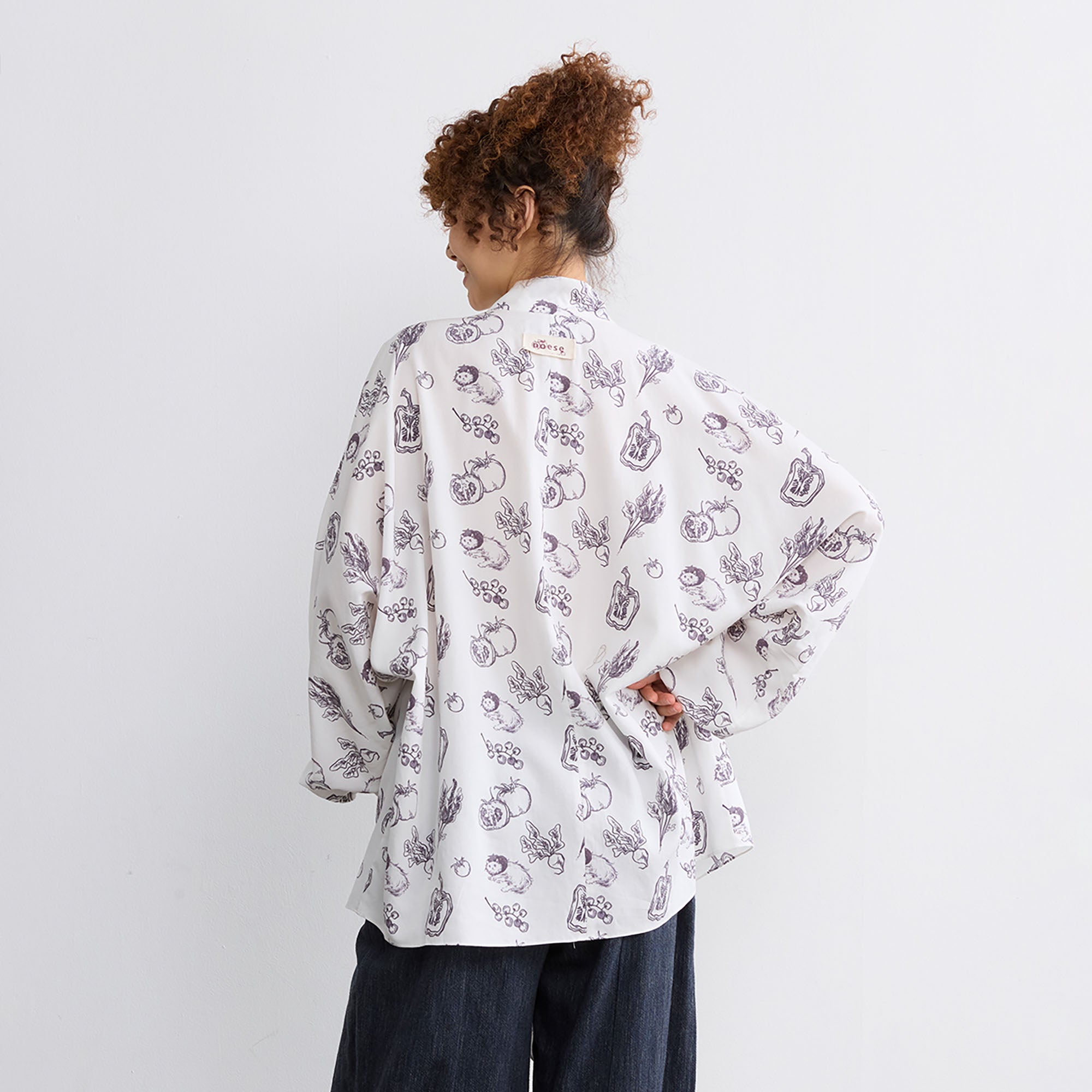 NOESE Botanical Full-Print Tie-Neck Blouse