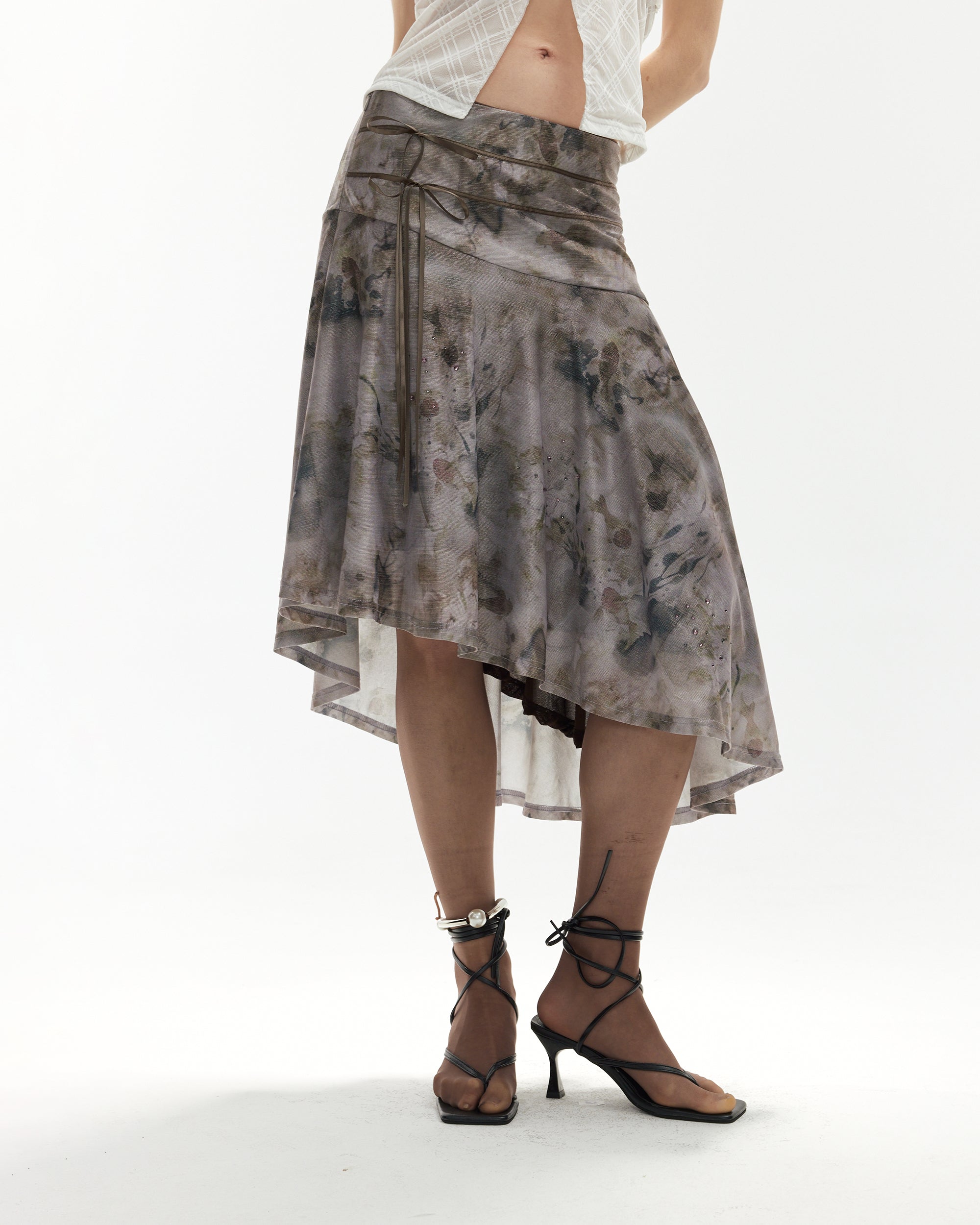 JIUWU PARK Tie-Dye Embellished Asymmetrical Skirt