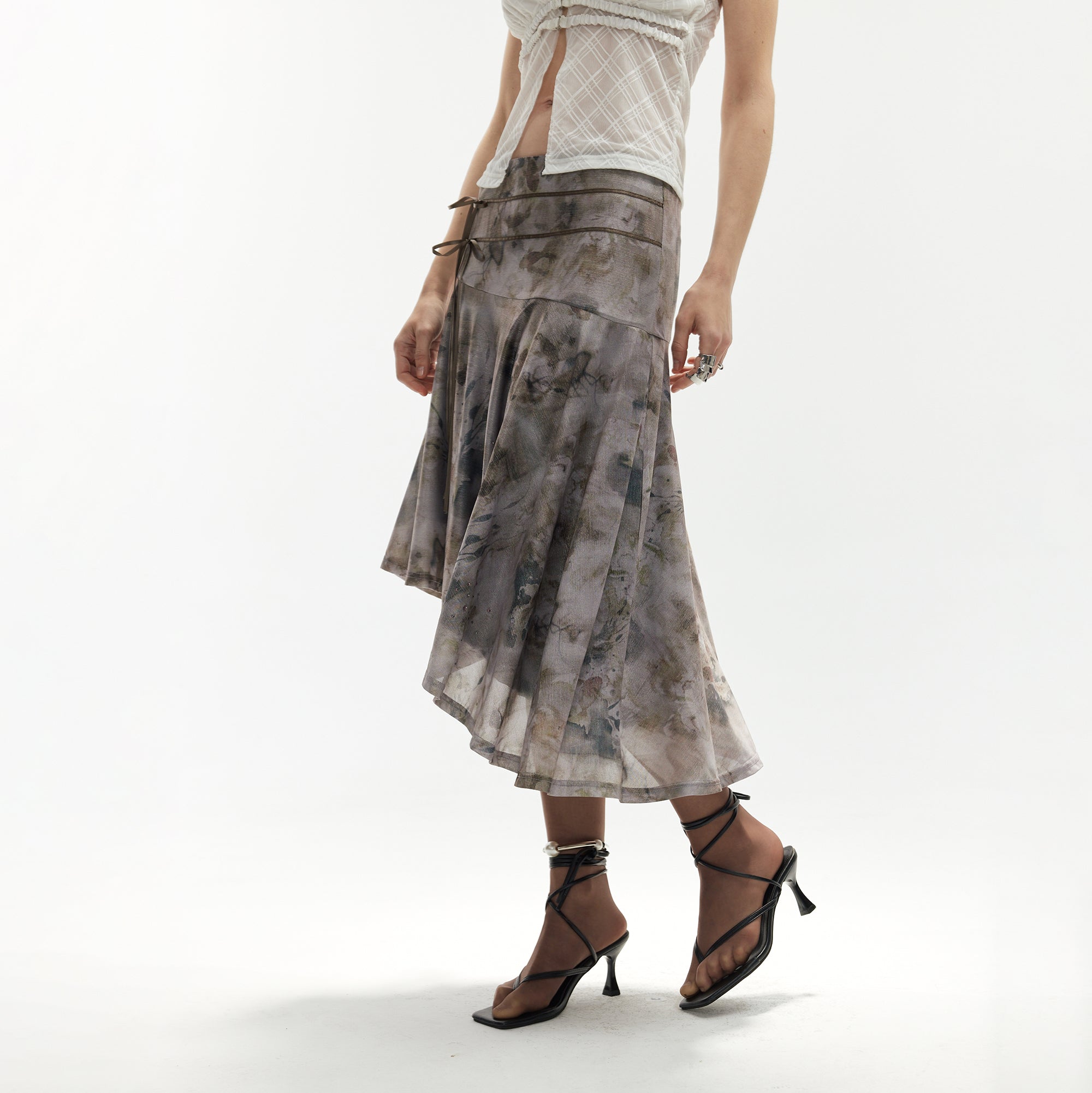 JIUWU PARK Tie-Dye Embellished Asymmetrical Skirt