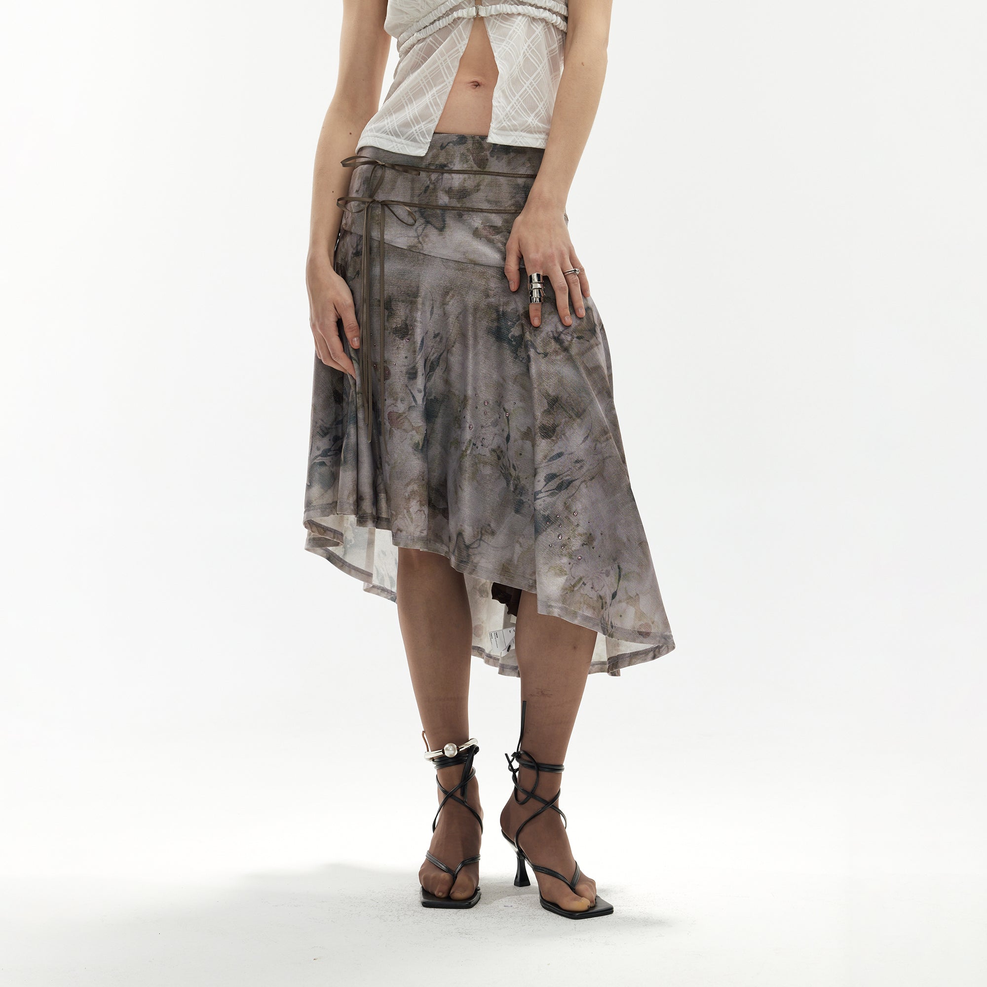 JIUWU PARK Tie-Dye Embellished Asymmetrical Skirt