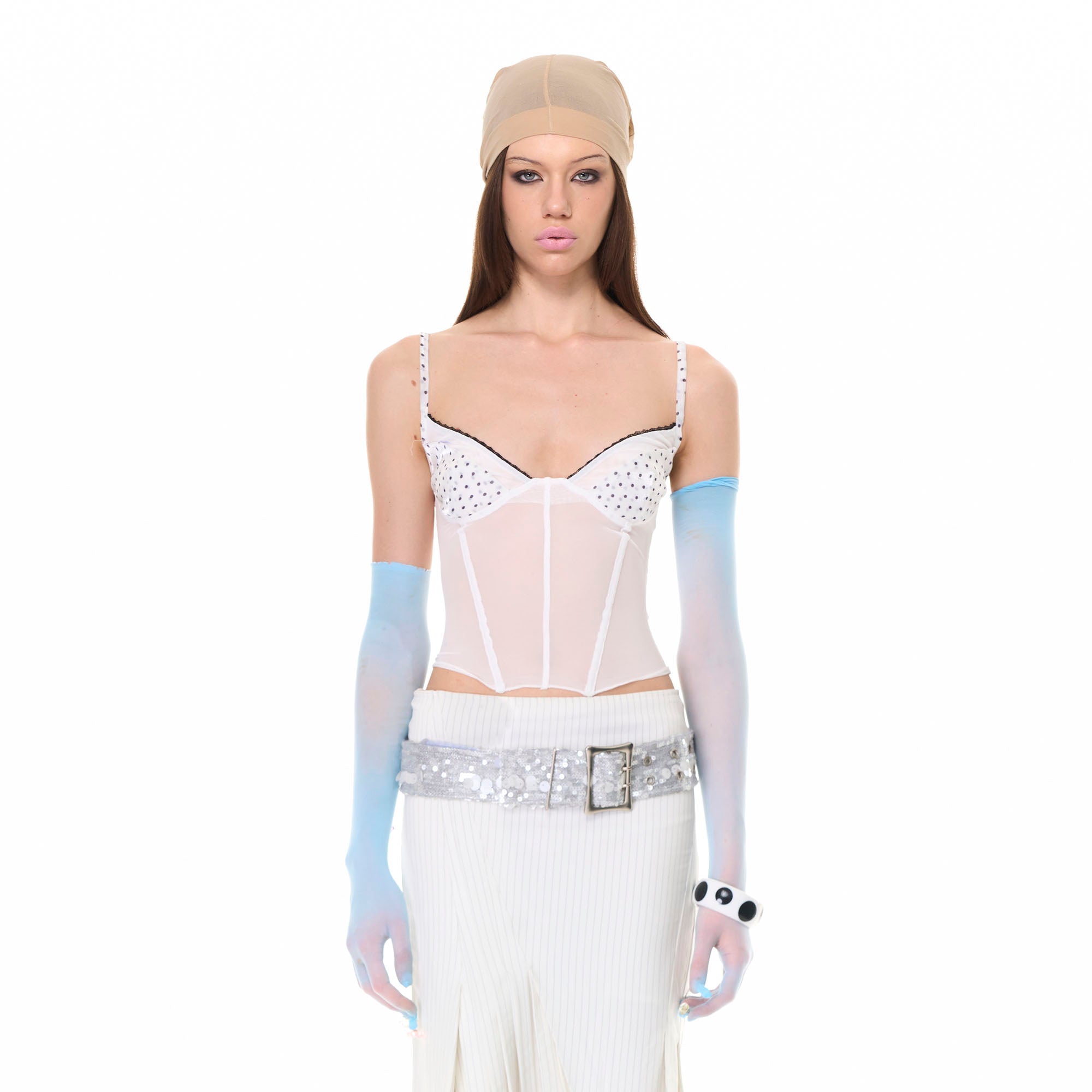 NEVER OFFEND L ANGEL Sheer Corset Cami Top