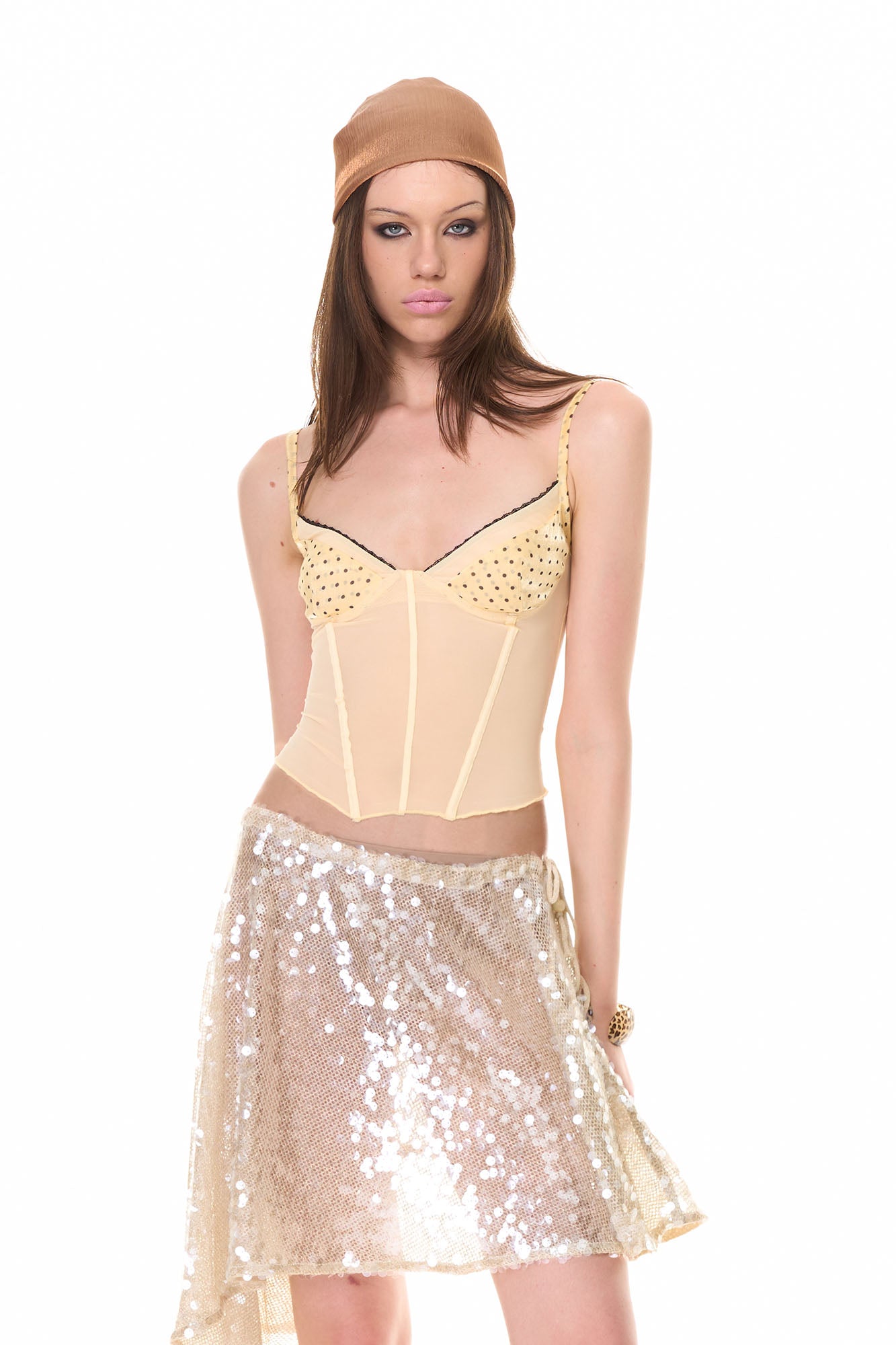 NEVER OFFEND L ANGEL Sheer Corset Cami Top