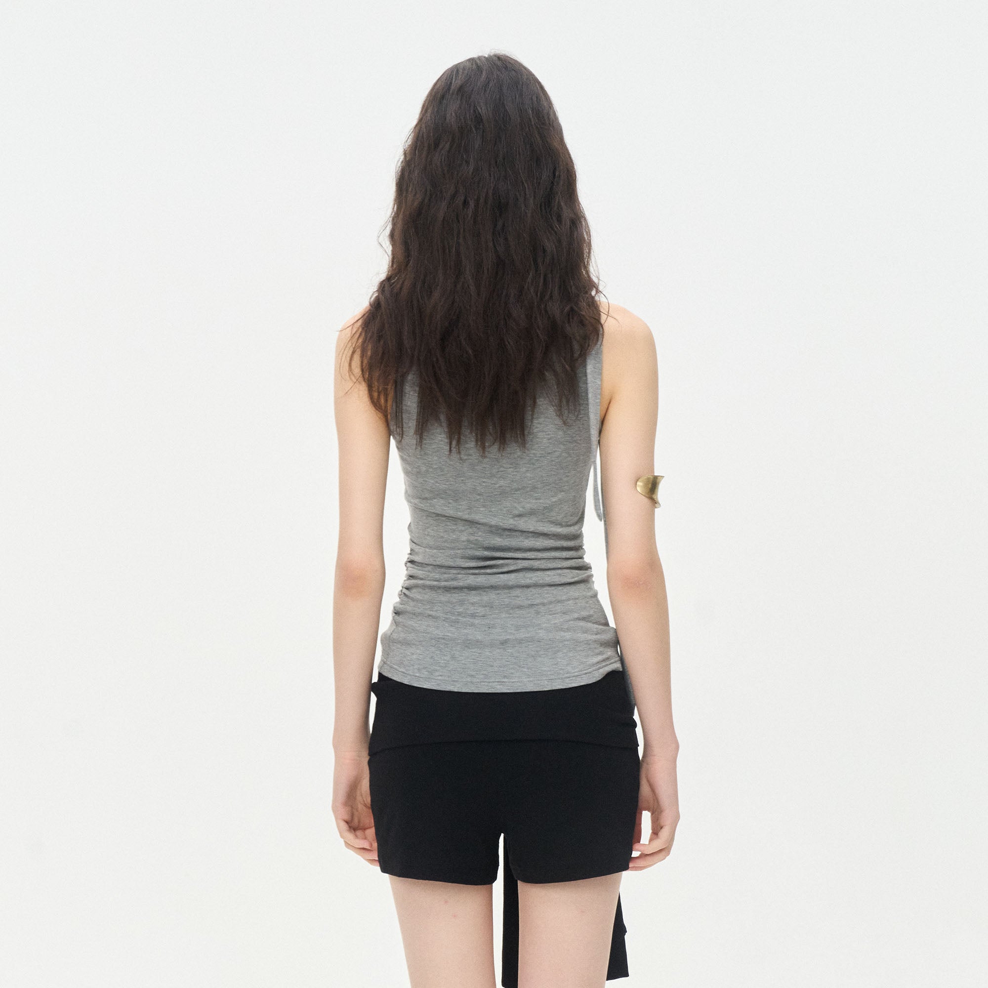 LEONSENSE Choker-Neck Draped Sleeveless Top