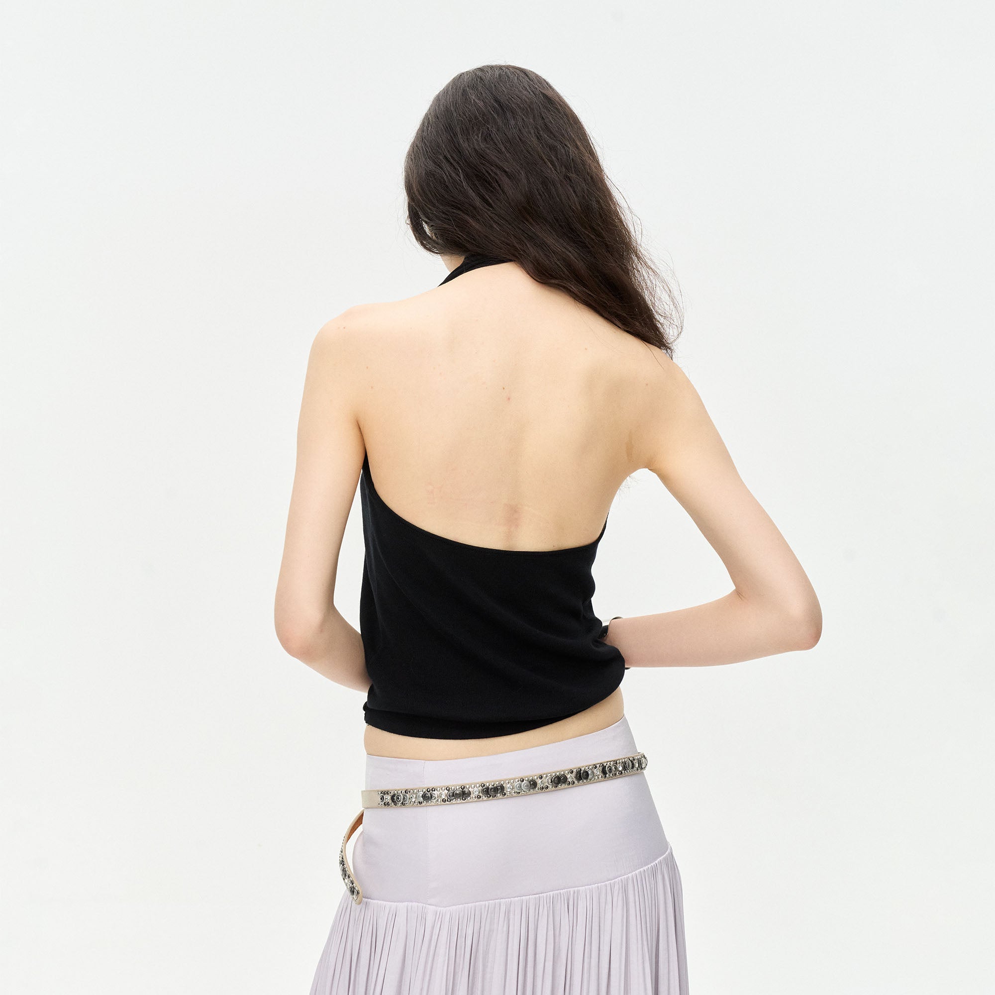 LEONSENSE Backless Draped Halter Top