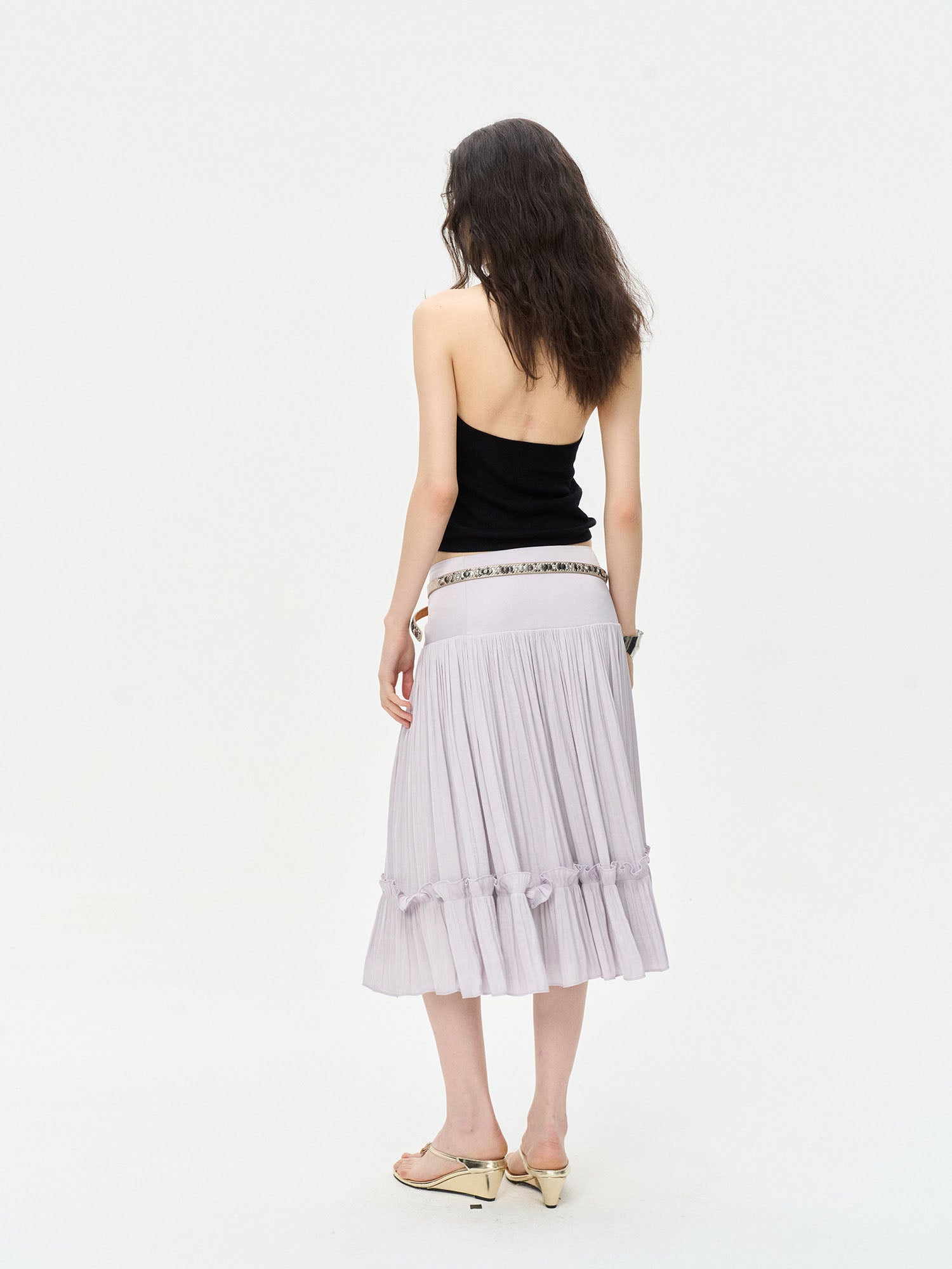 LEONSENSE Backless Draped Halter Top