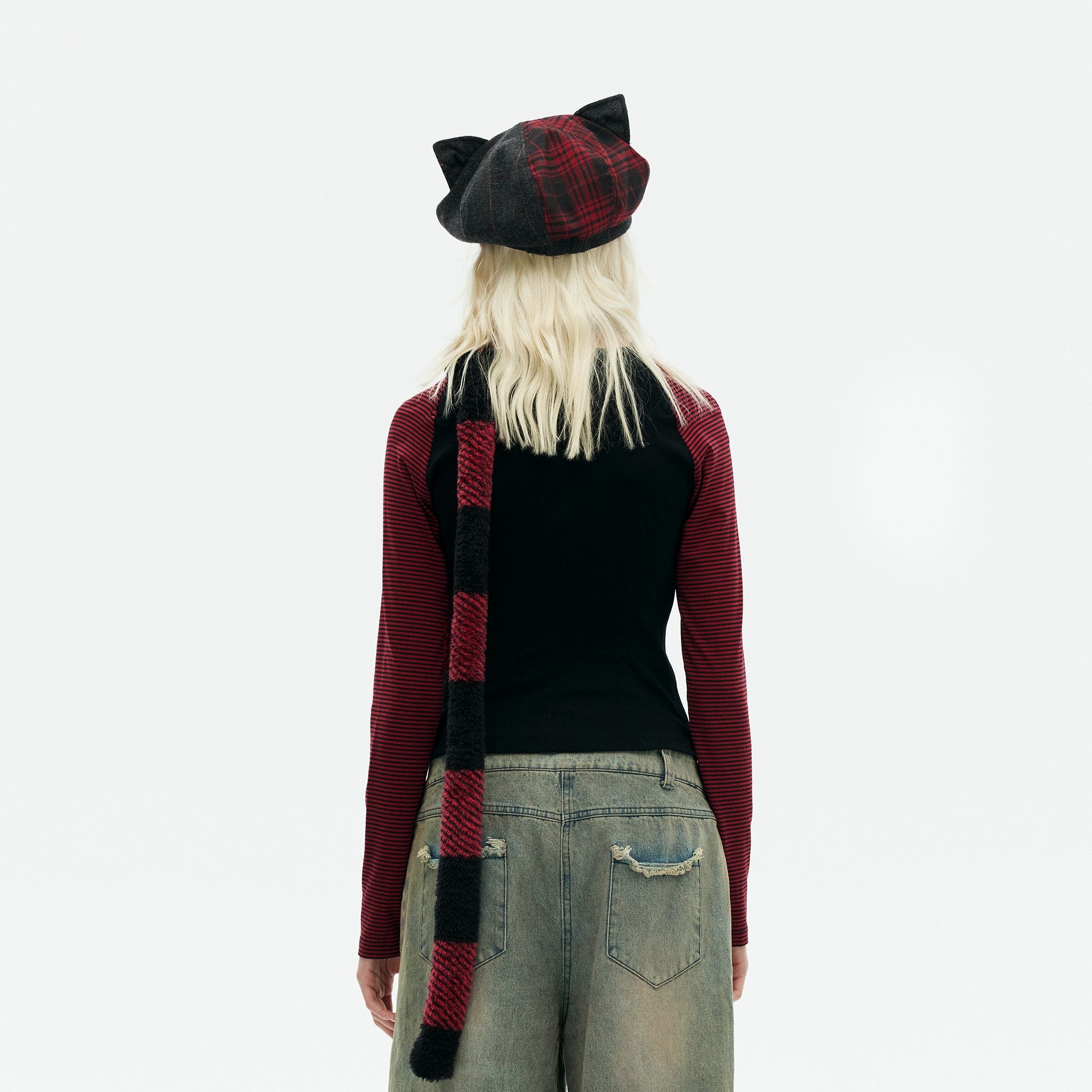 EMOHA Plaid Panel Kitty Newsboy Hat