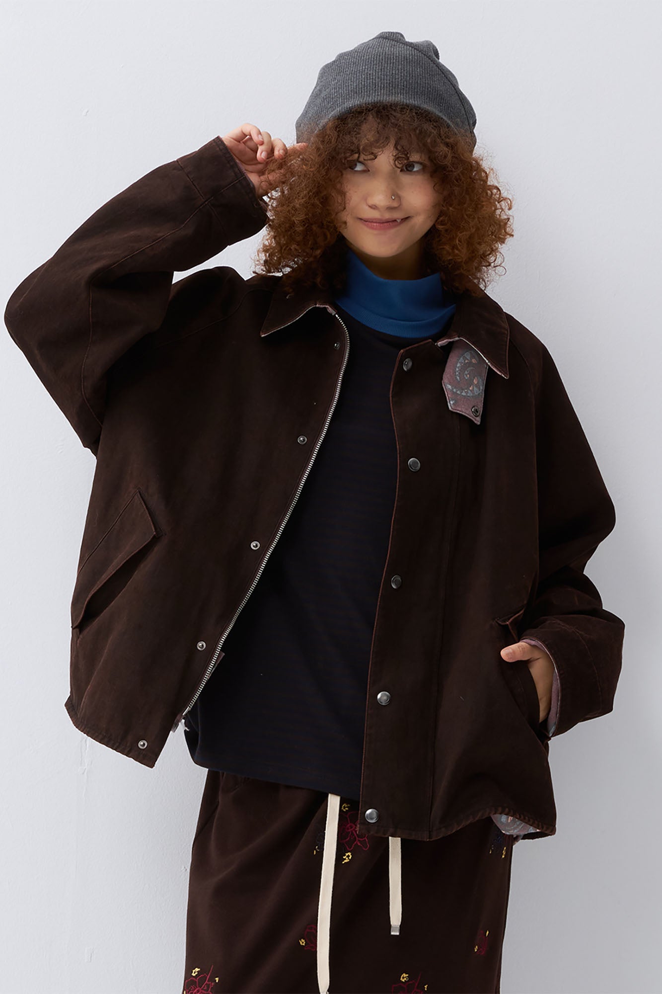 NOESE Paisley-Spliced Collar Barn Jacket