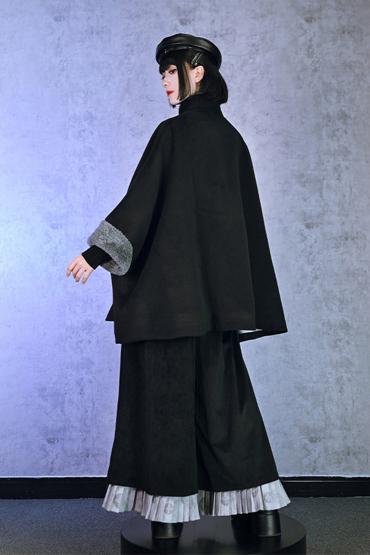 GUGUAI Pleated Wide-Leg Skirt Pants — full body · B84801 Thickened Wide-Leg Trousers